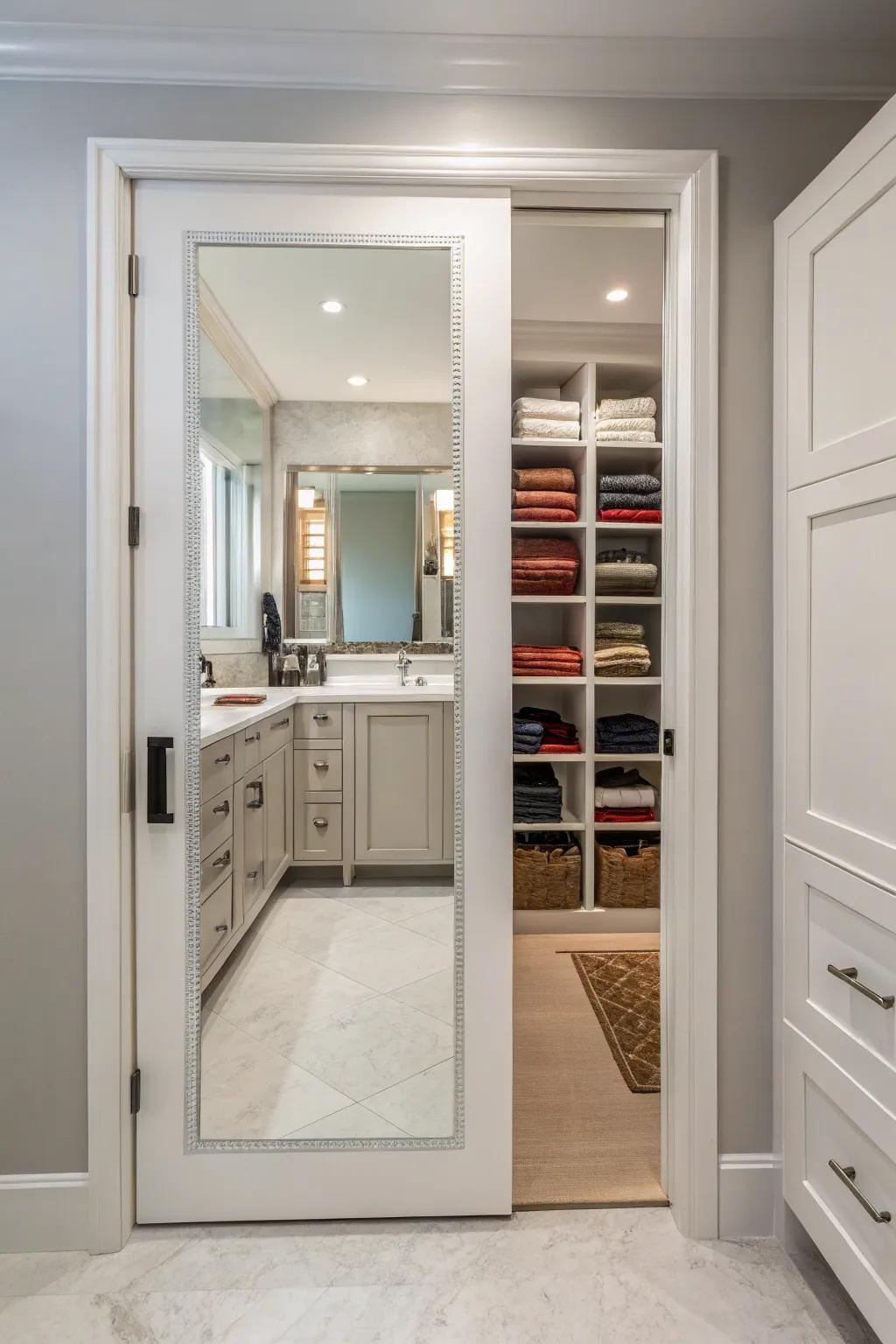 Mirrors add design and make the area seem bigger.