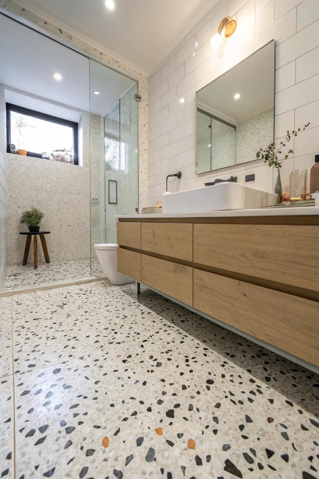 Terrazzo tiles bring playful sophistication.