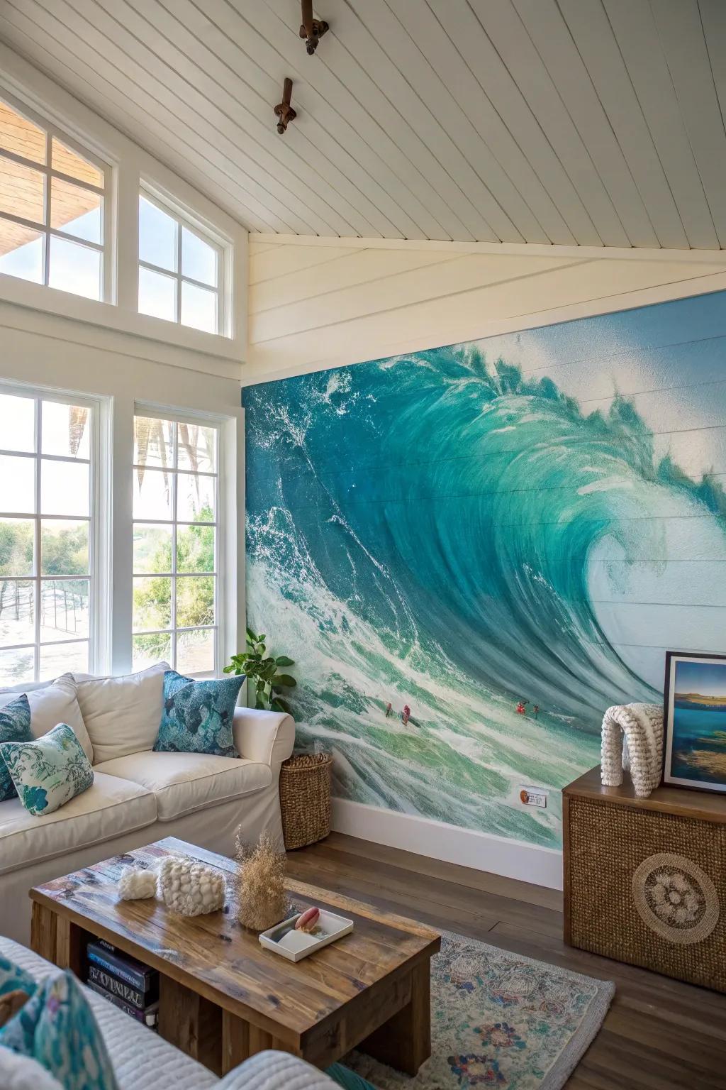 A stunning mural captures the essence of the sea.