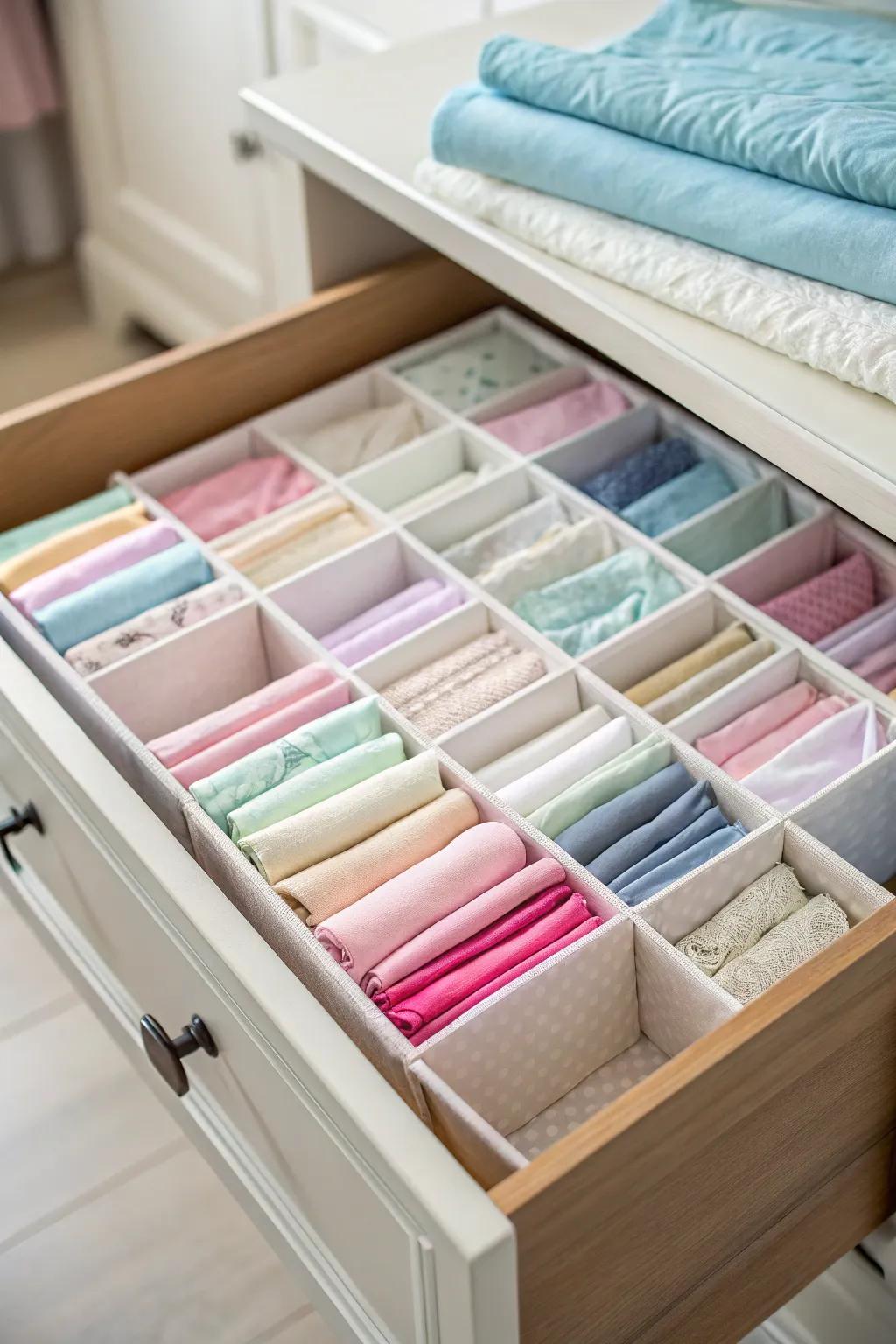 Drawer dividers keep your sheets organized and accessible.