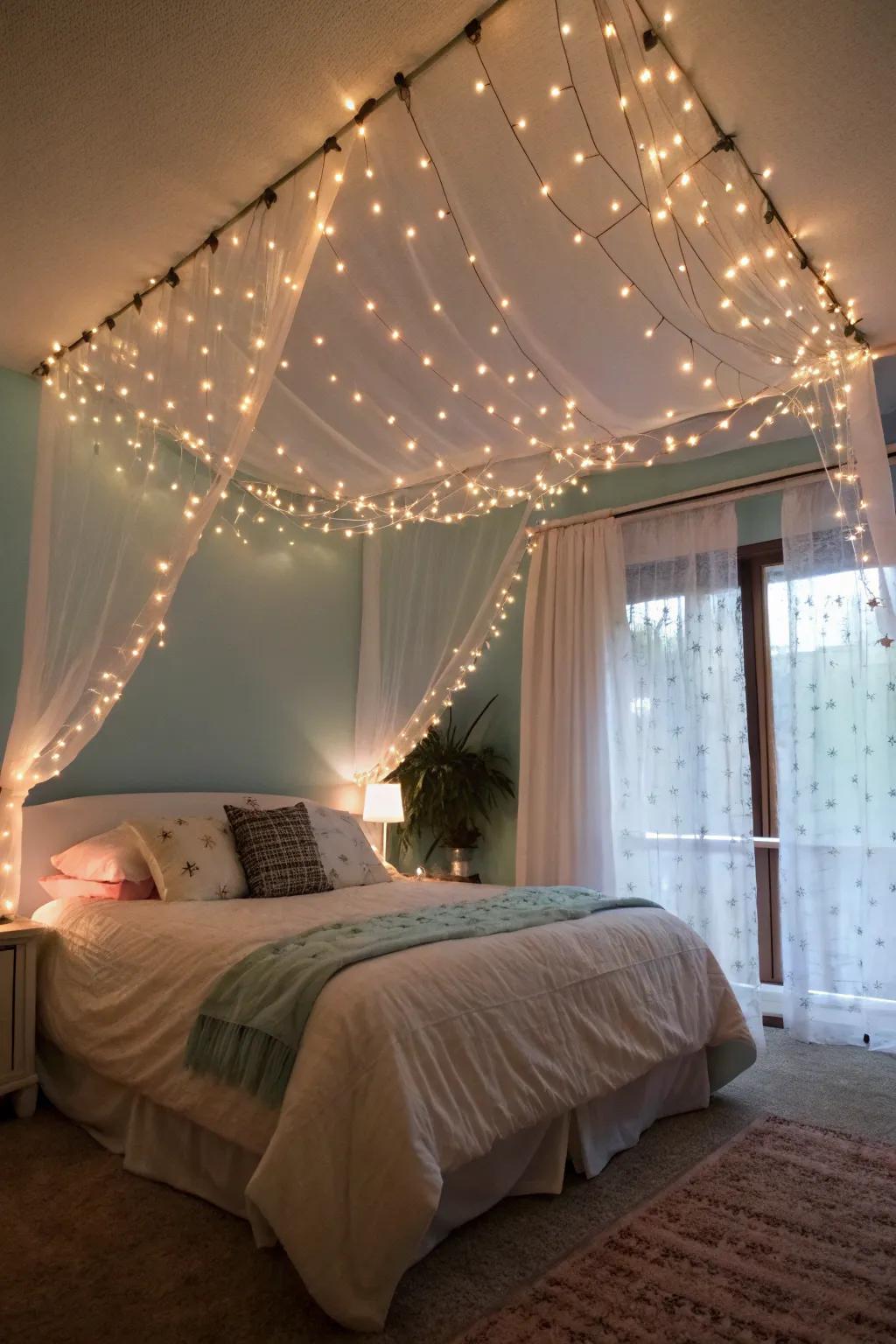 String lights allow for a magical canopy.