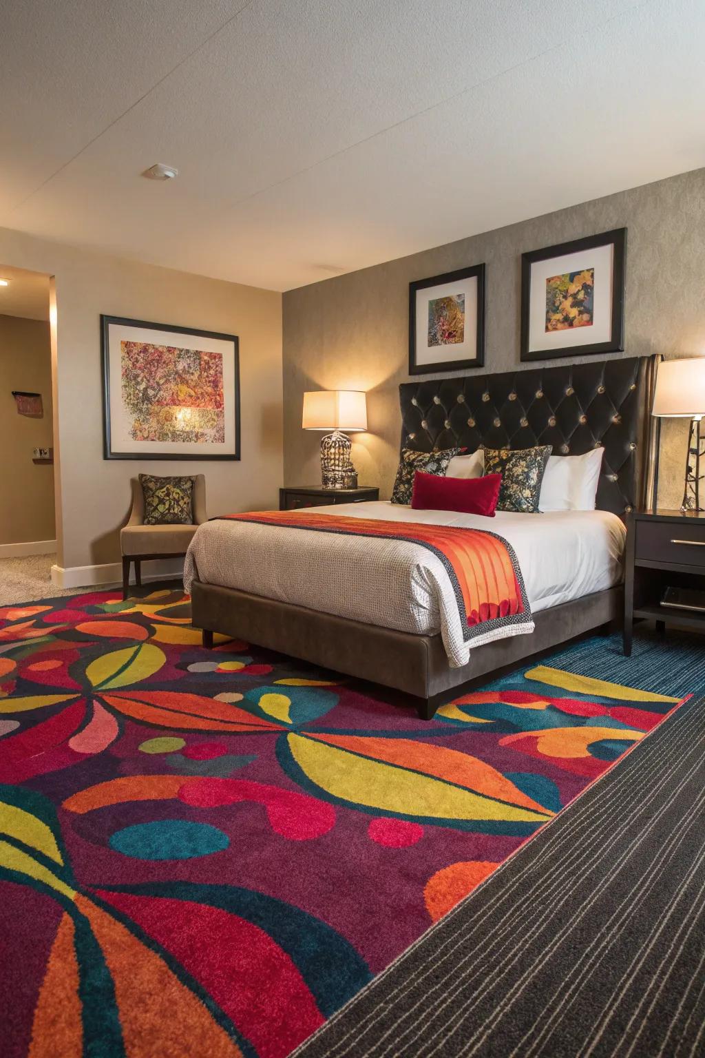 Striking hues make a bold statement in the bedroom.