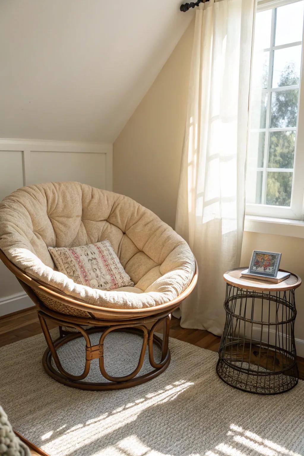 Papasan chairs offer a cozy and inviting seating option for any space.
