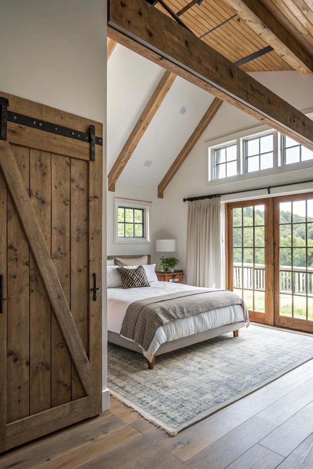 Pocket doors provide privacy while preserving an open ambiance.