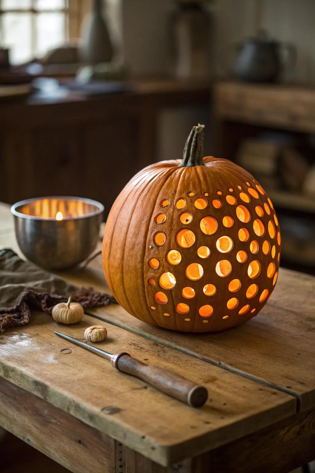With chic polka dot carvings, enhance your Halloween d&eacute;cor&mdash;simple, yet striking!