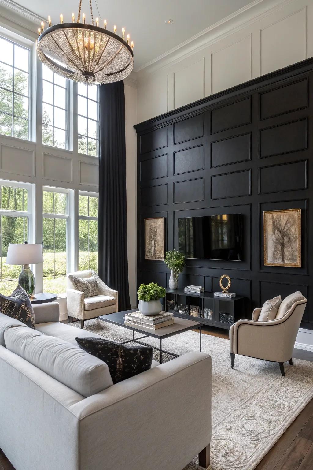Create impact with a black featured wall