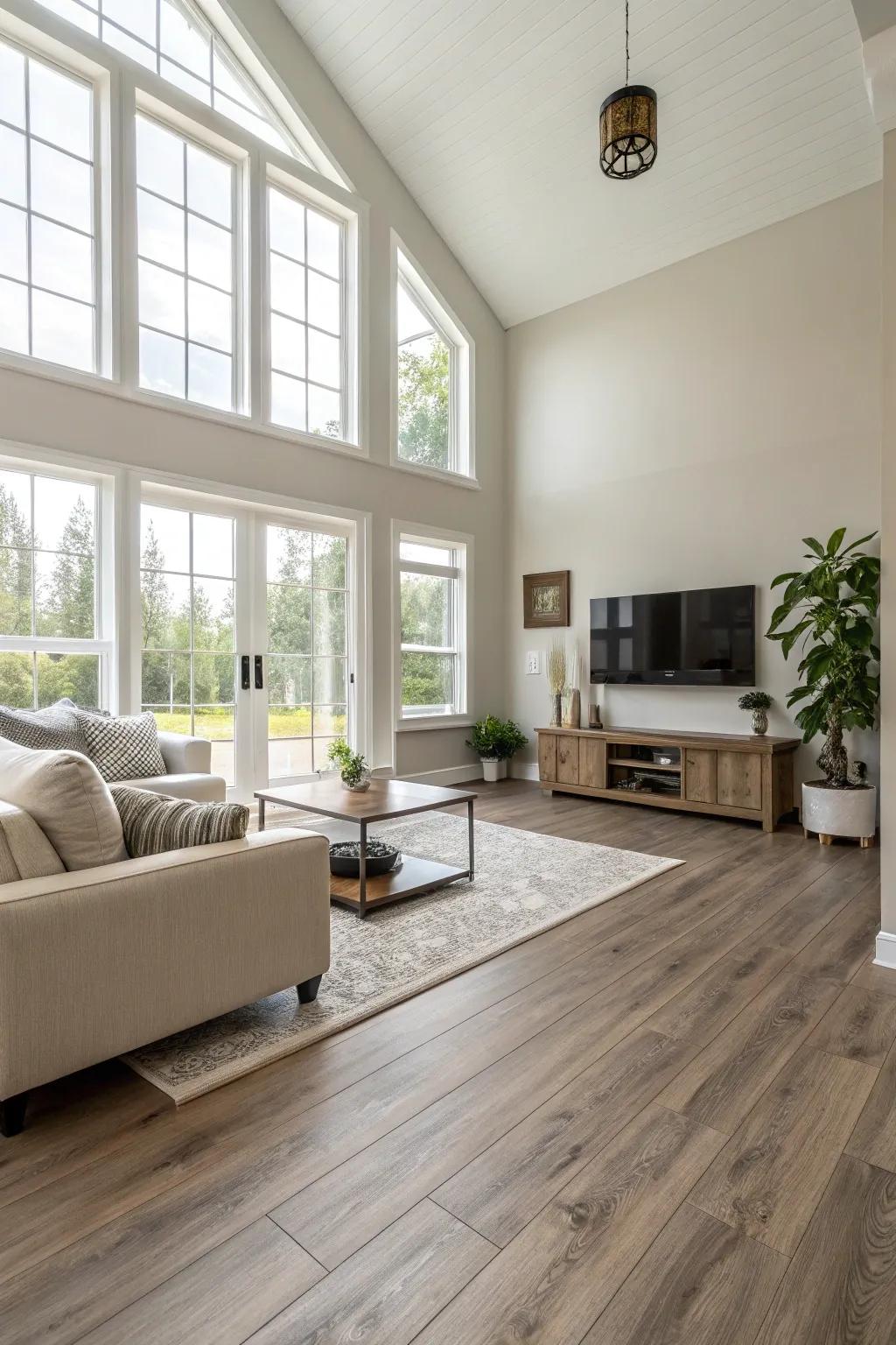 Composite flooring offers a sleek look that's easy to maintain.