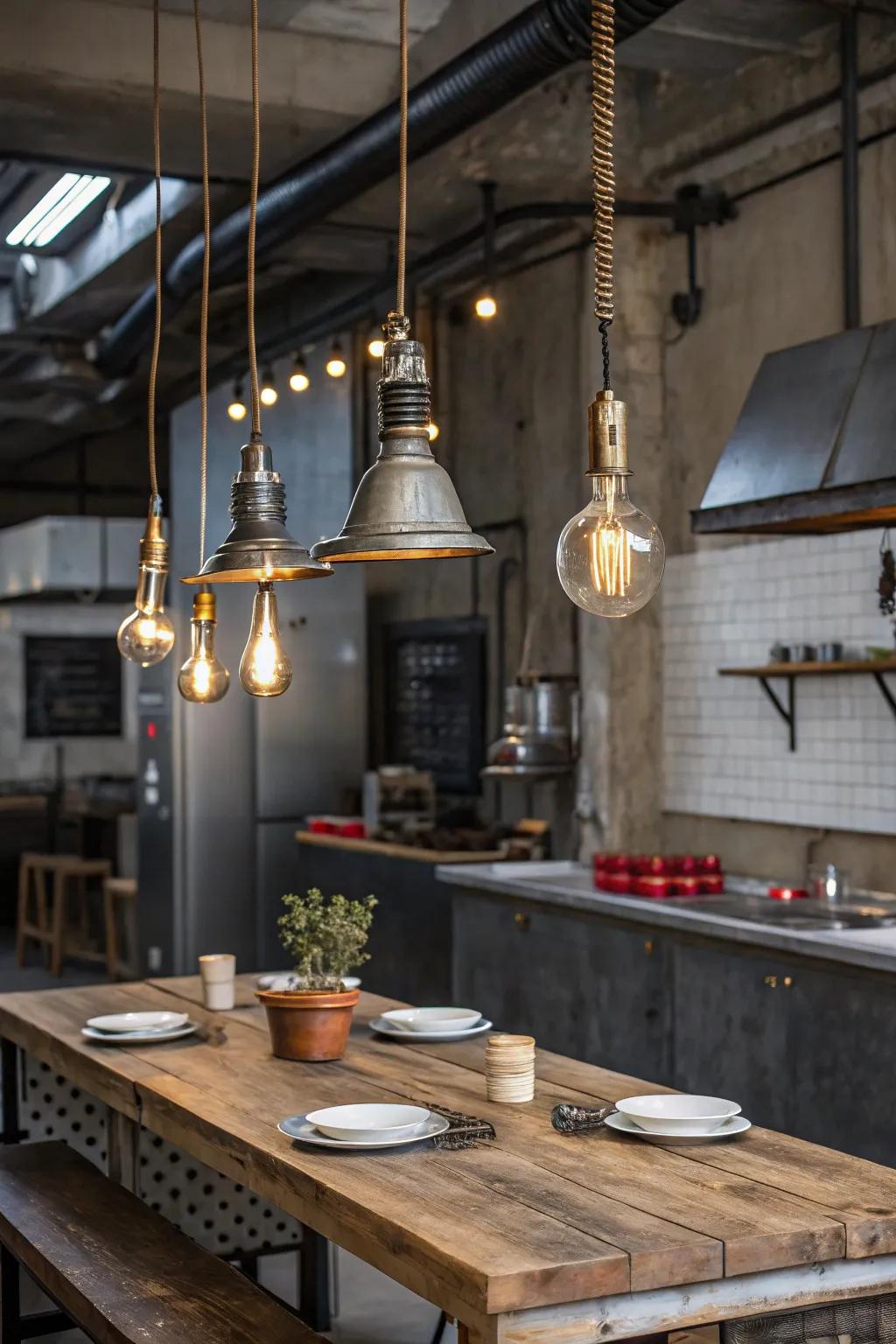 Add an industrial edge with bold lighting.