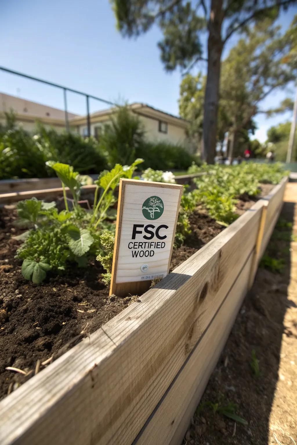 FSC certified lumber promotes sustainable forestry methods.