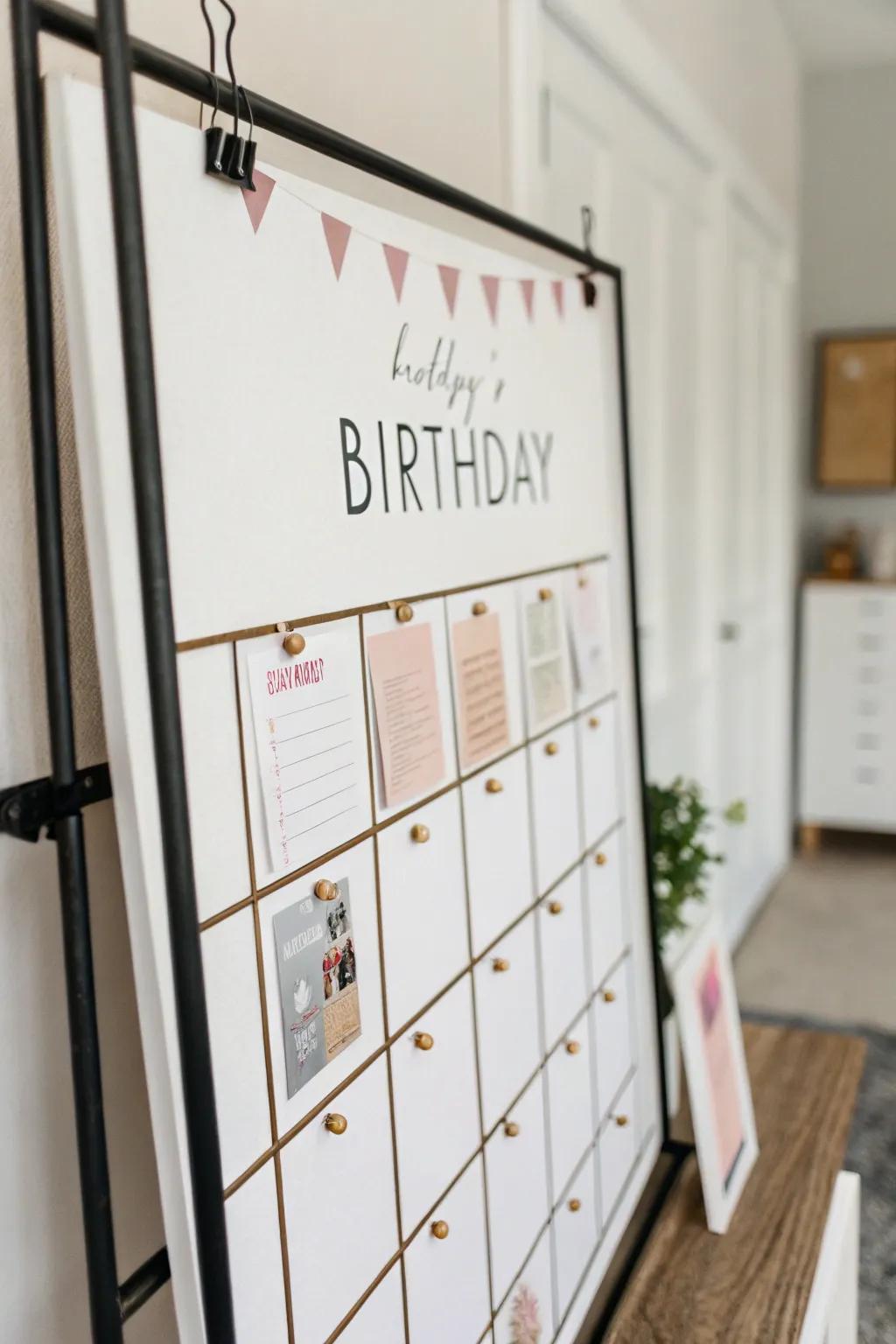 Minimalist-themed birthday display for a modern aesthetic.
