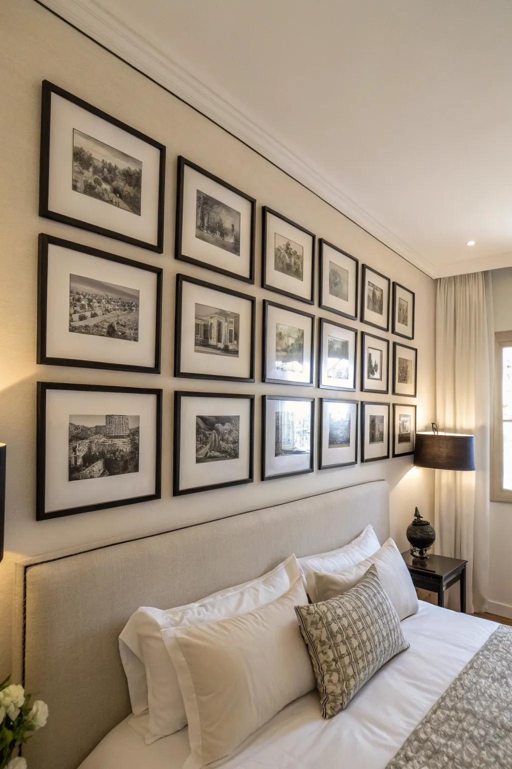 The black and white art display enriches depth and character.