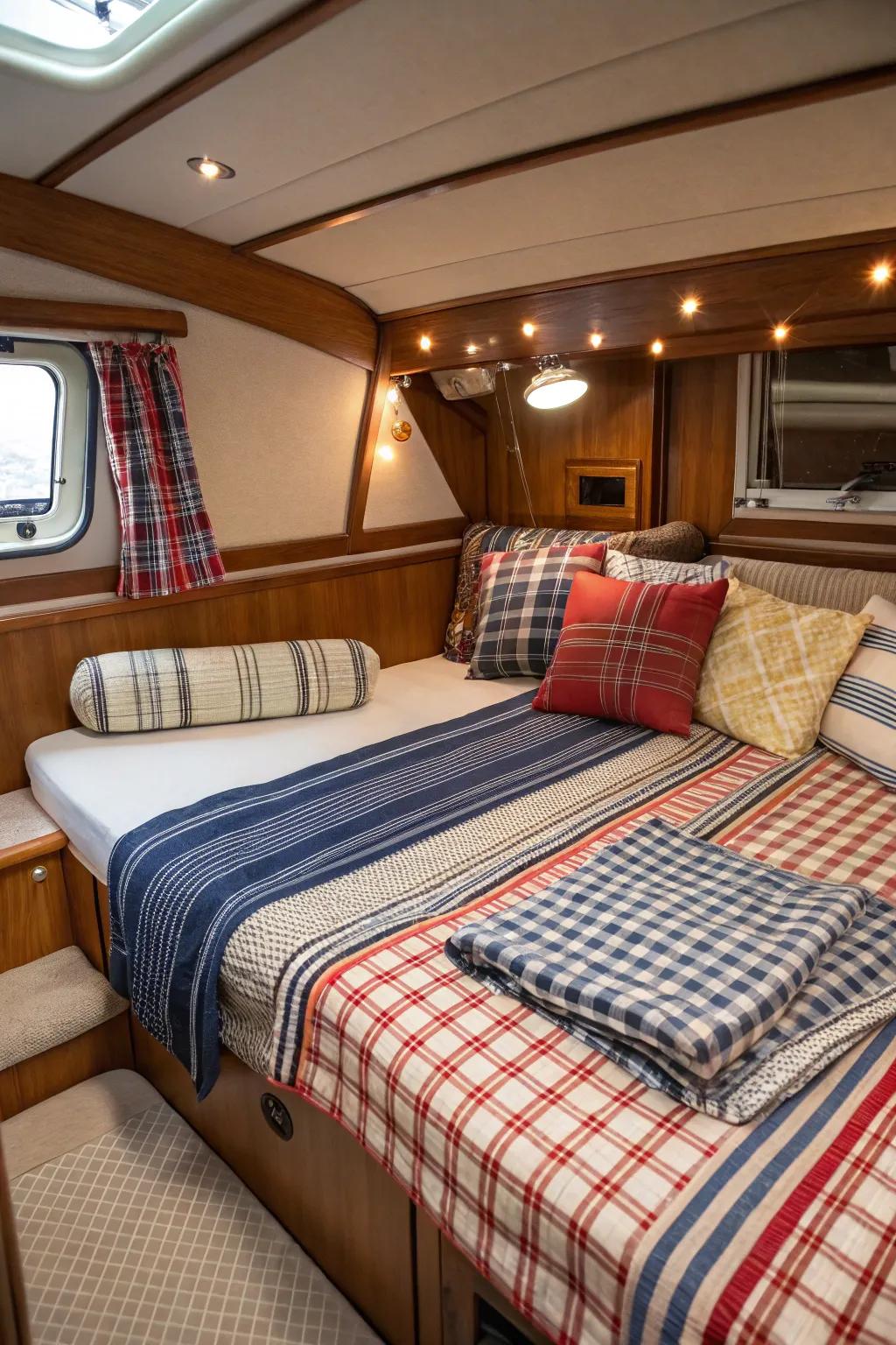 Patterned textiles infuse visual intrigue into your area.