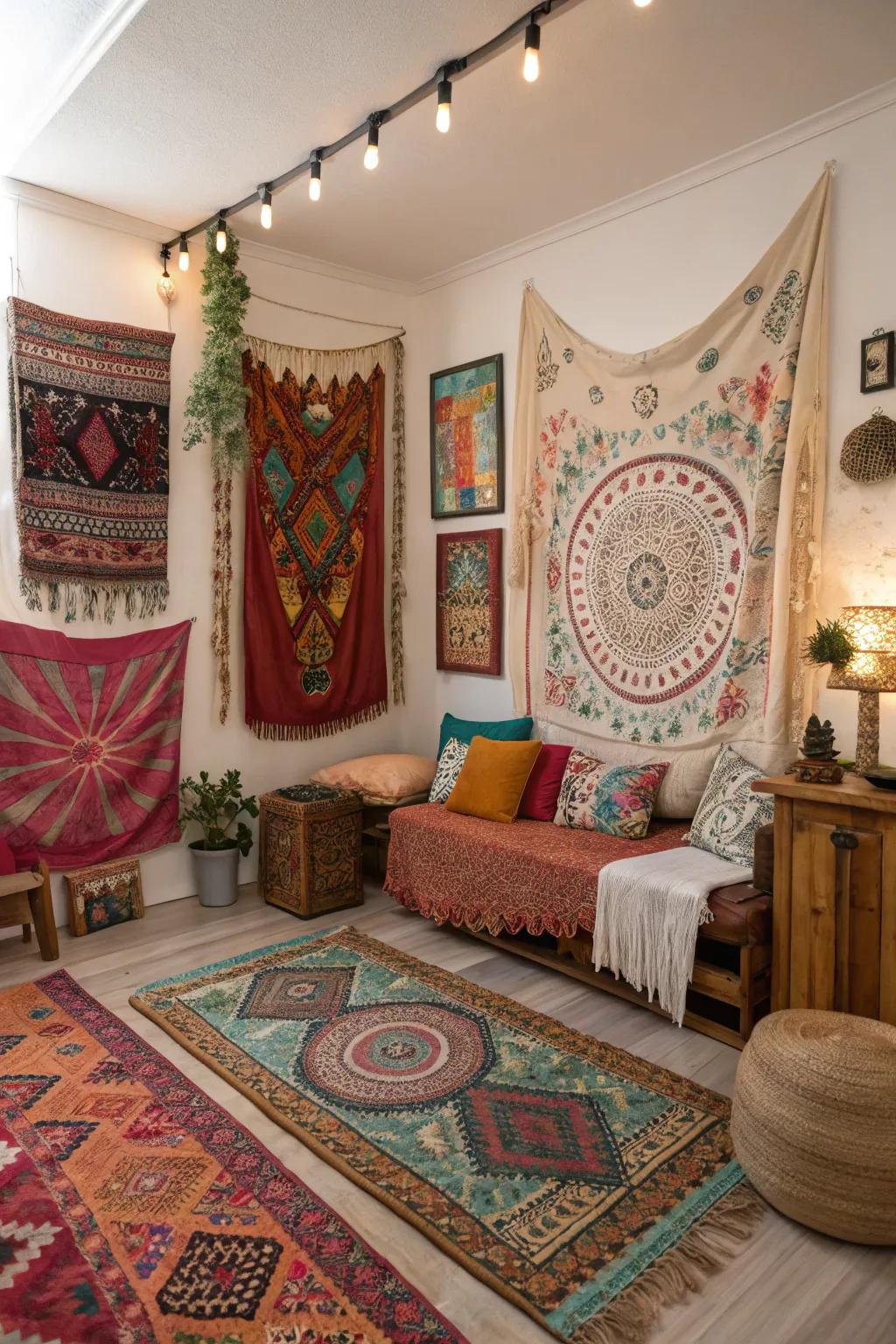 Local styles add a personal touch to bohemian decor.