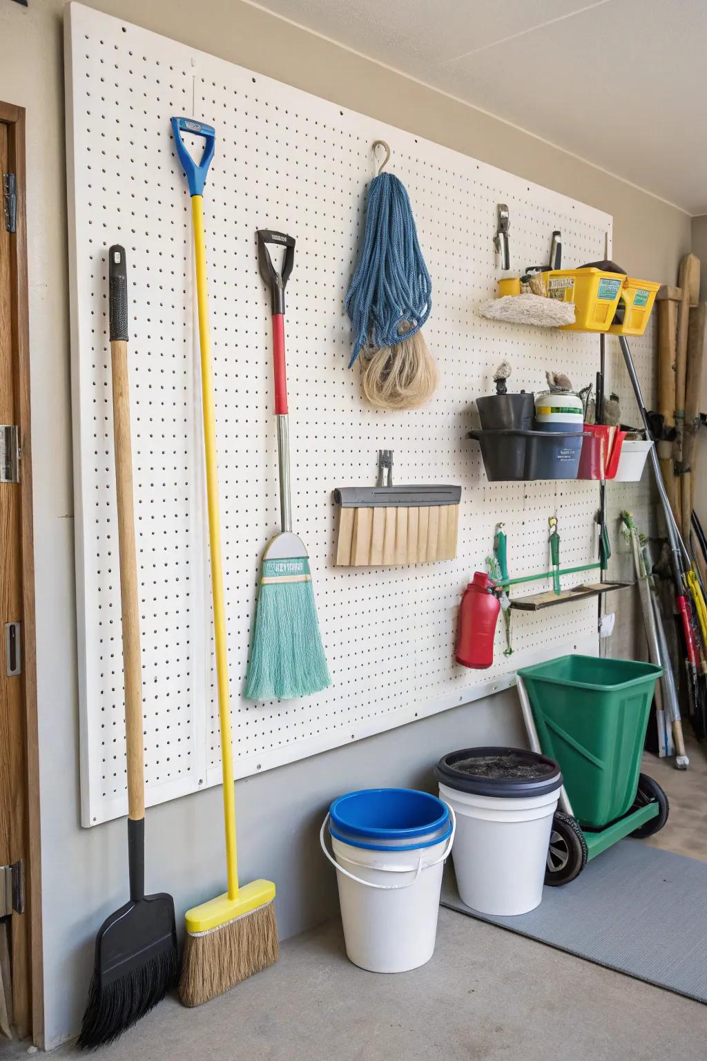 Pegboards give versatile and customizable organizing options.