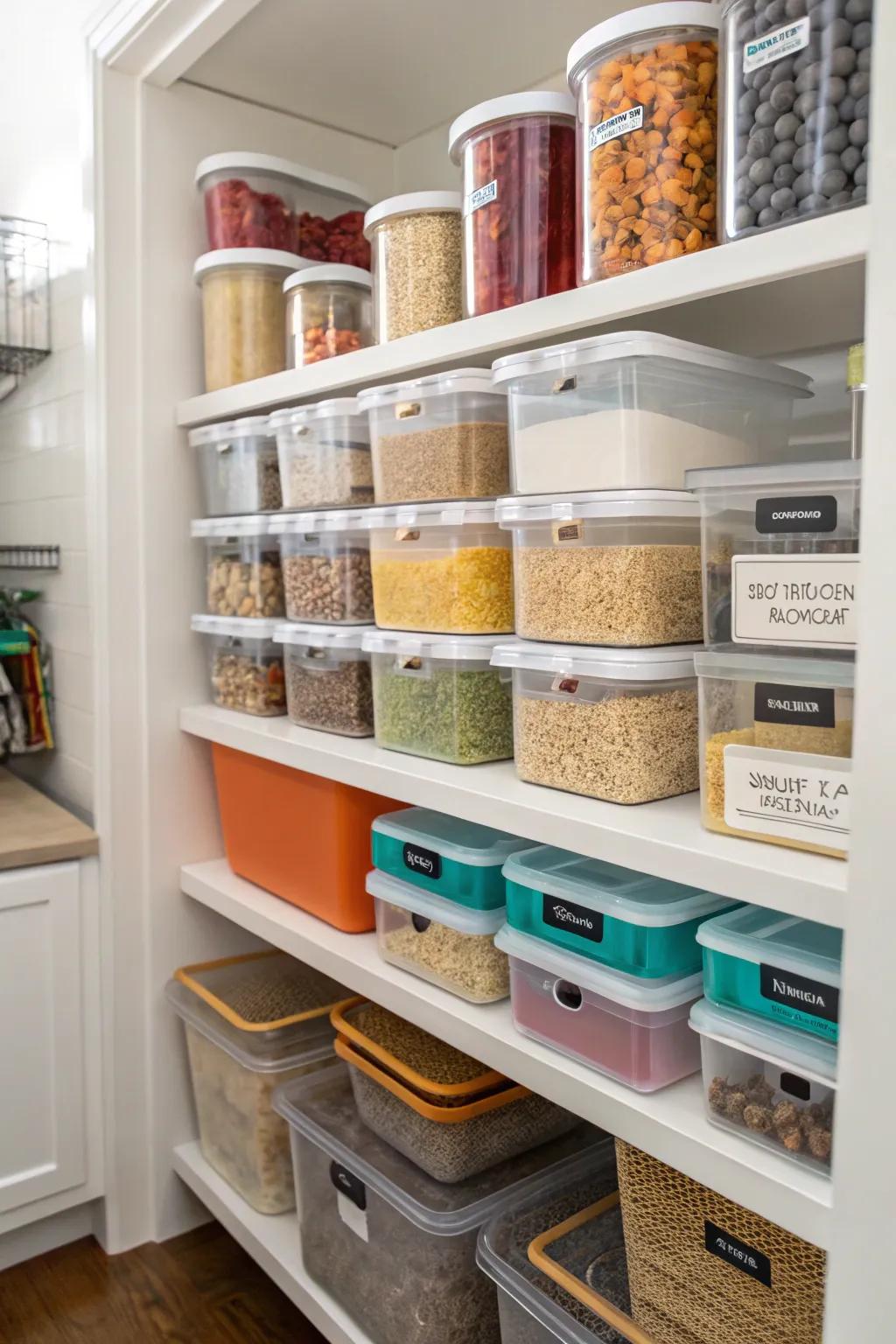 Nestable tubs productively use vertical space.