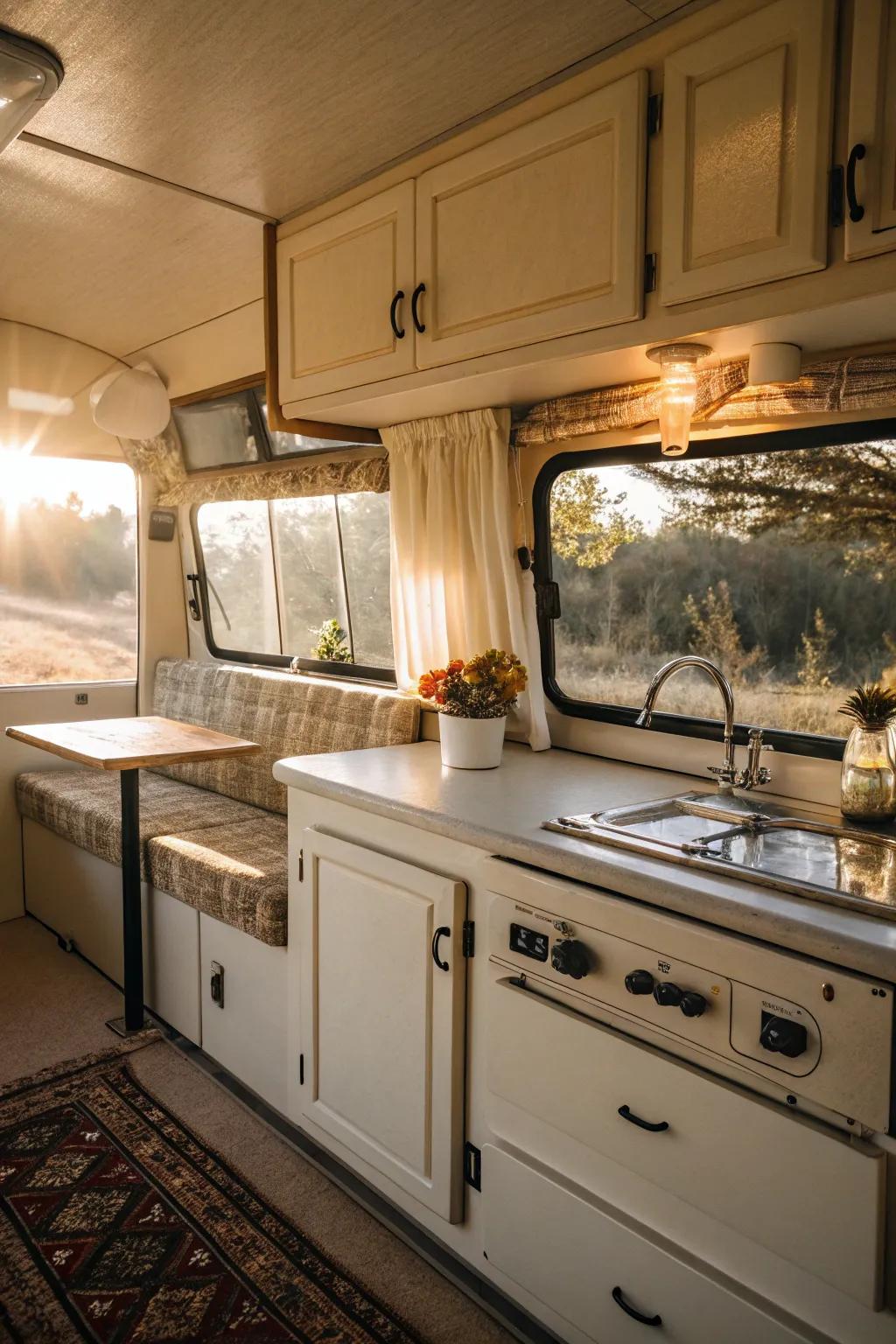 Ivory cabinets offer a timeless, classic charm.