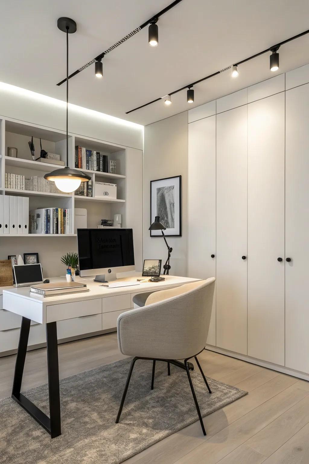Achieve a clutter-free office with minimalist cable lighting.