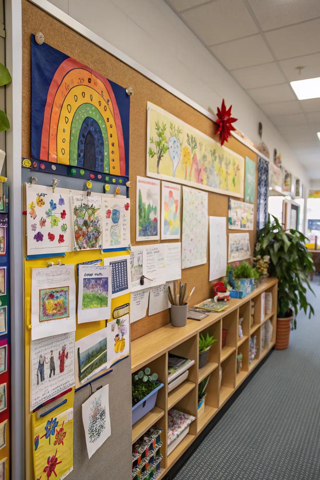 A display board showcasing student creativity.