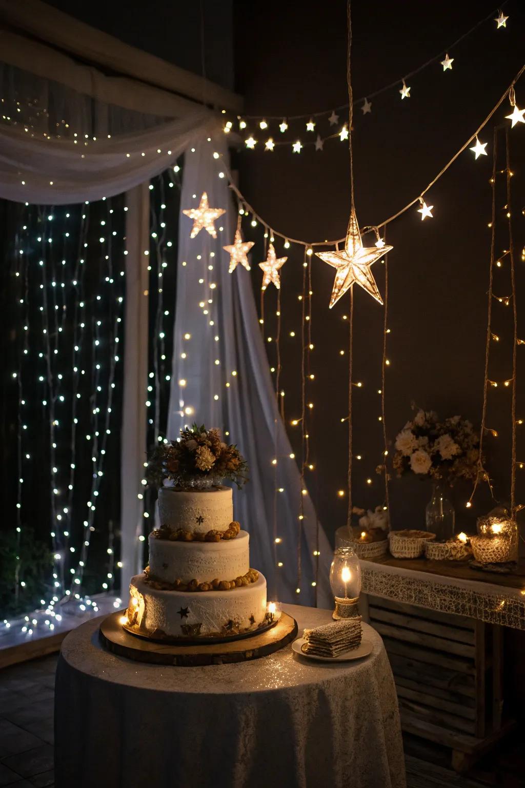 A starlit evening arrangement delivers a magical touch to your cake smash.