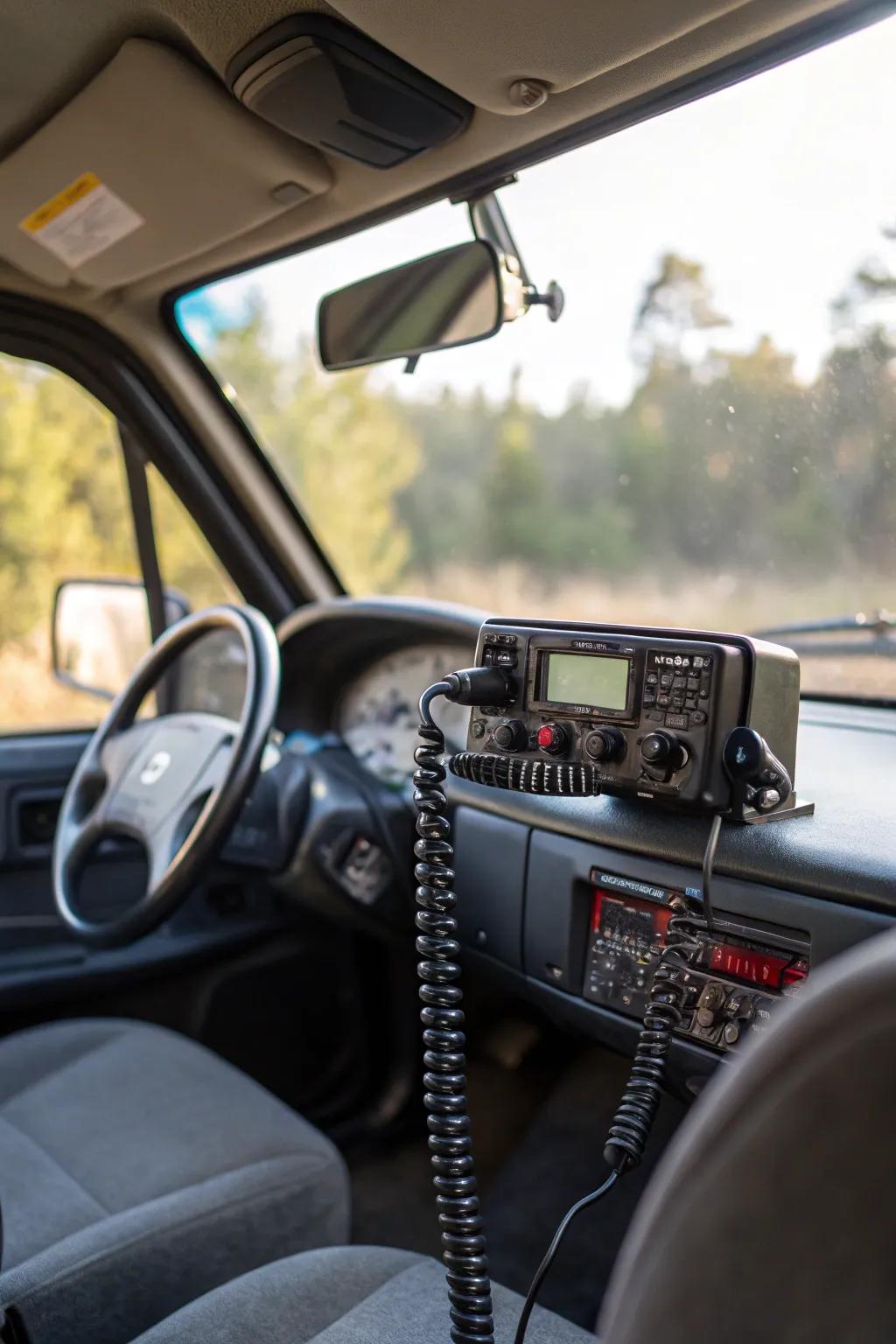 An unconventional rearview mirror attachment for your CB radio.