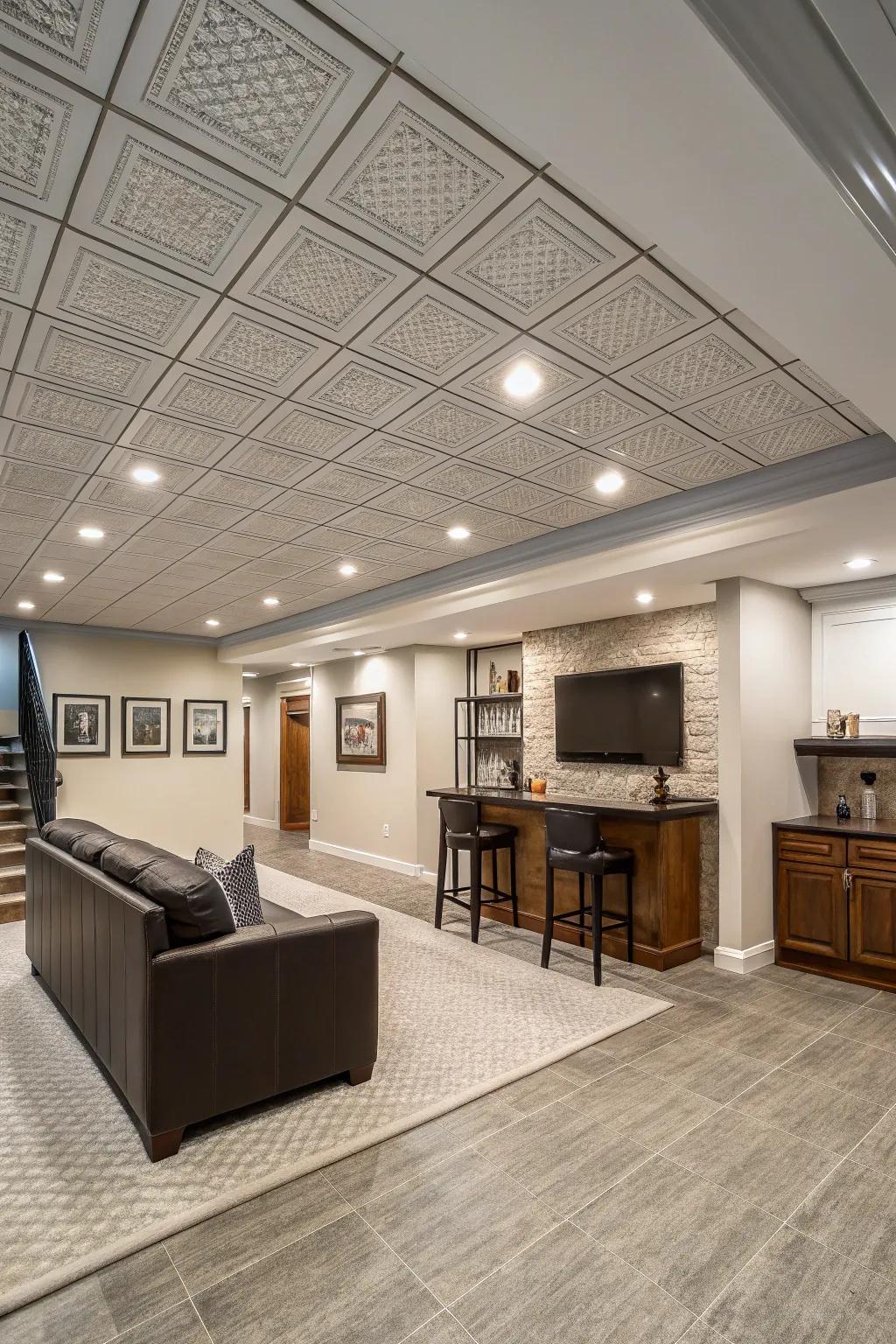 Suspended ceilings can be stylish and modern with the right squares.