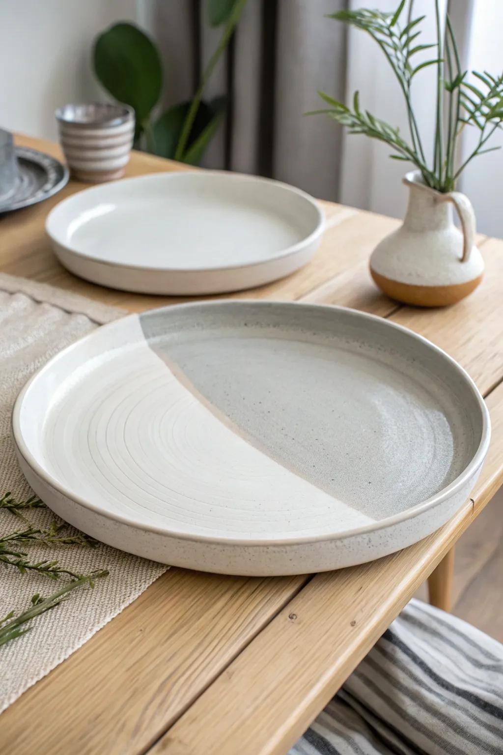 Embrace the beauty of minimalism using this stylish monochrome ceramic serving dish.