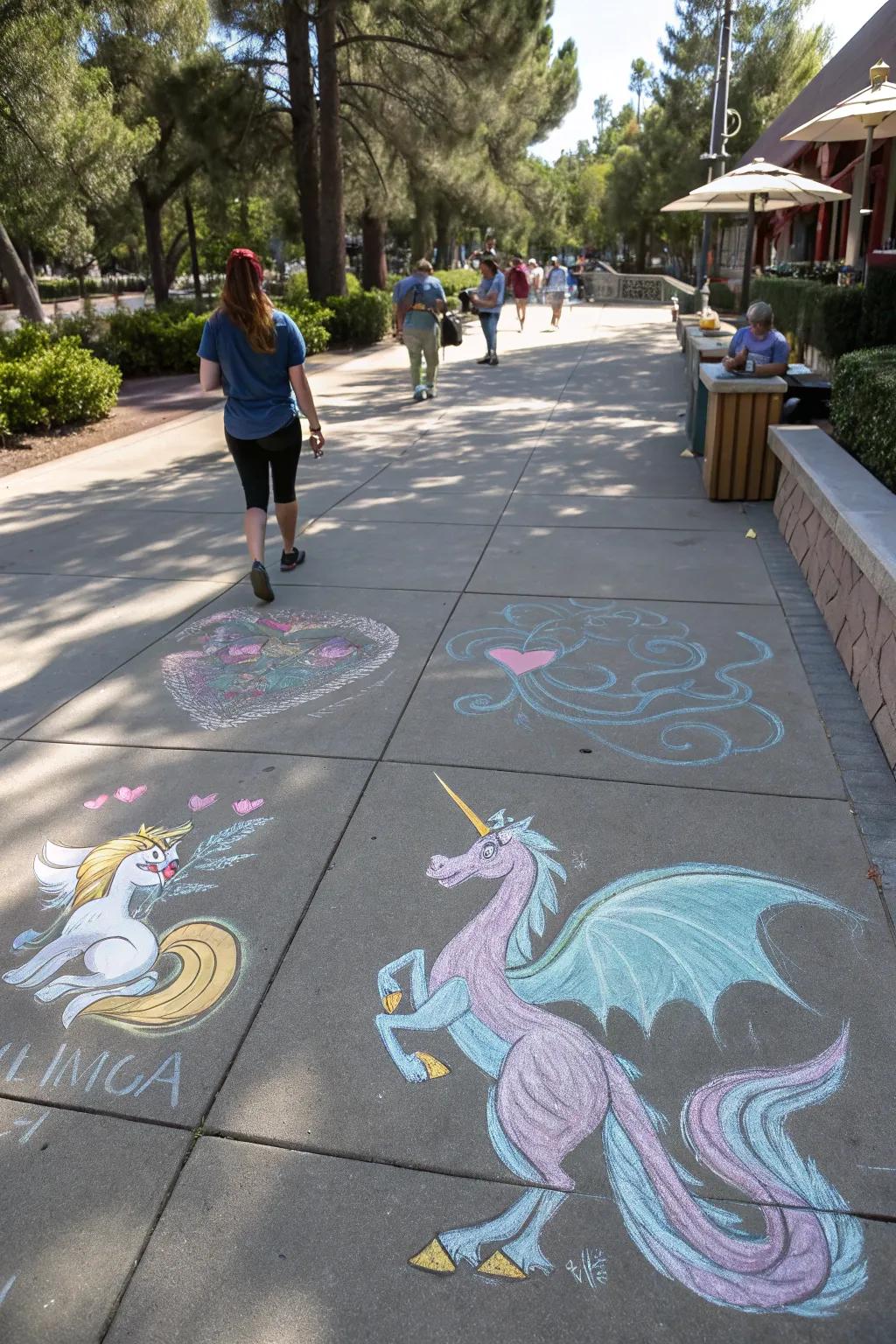 Enchanting folktale figures brought to life with chalk.