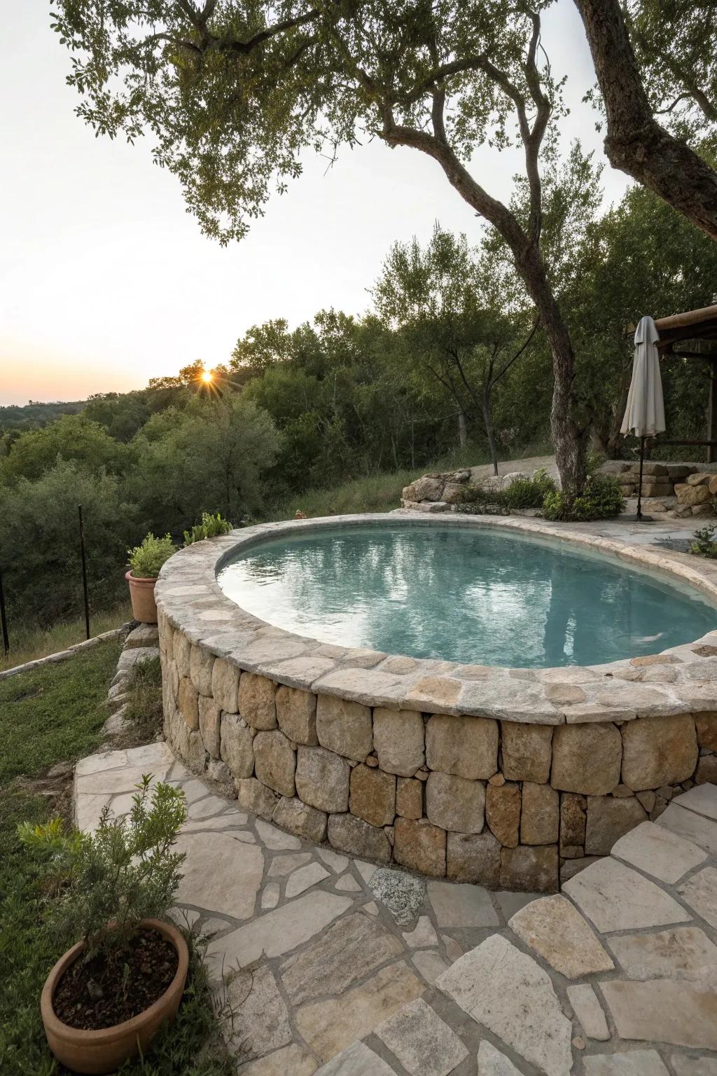 Rock embellishments bring a hint of elegance to your poolside.