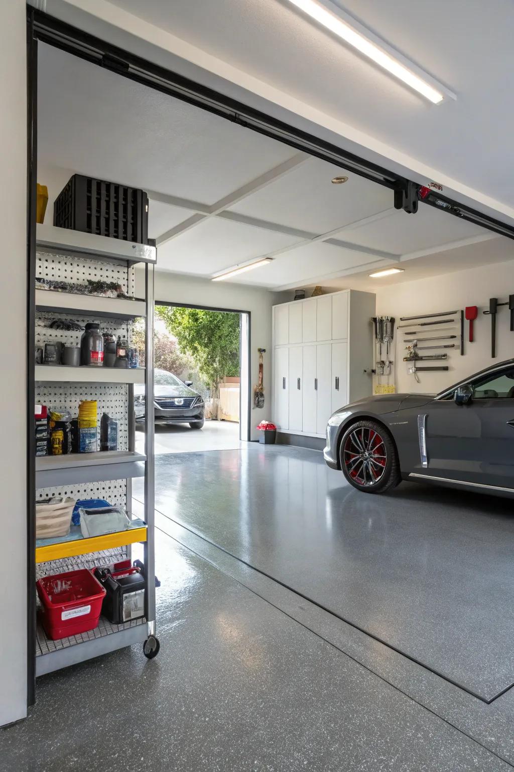 Epoxy coating: a glossy upgrade for garage floors.