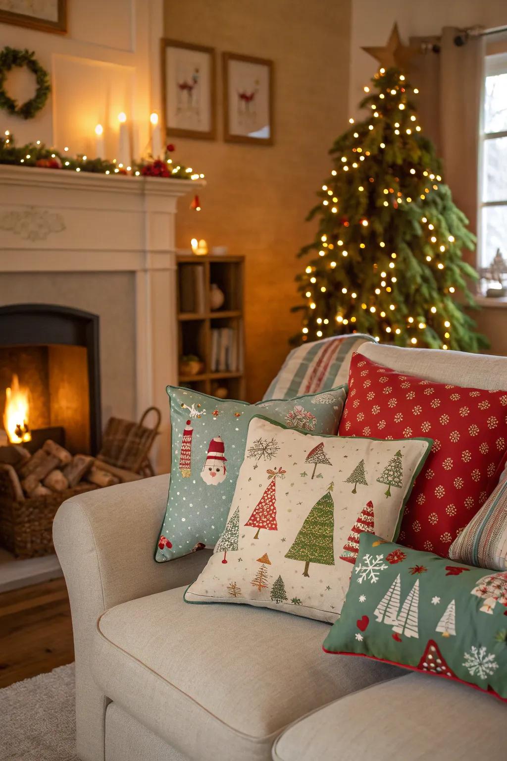 Environmentally friendly pillows for a sustainable holiday celebration.