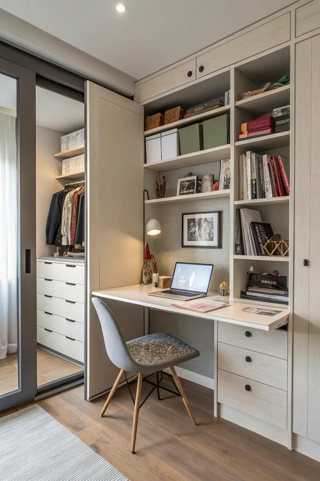 Design a convertible cloffice for flexible use of space.