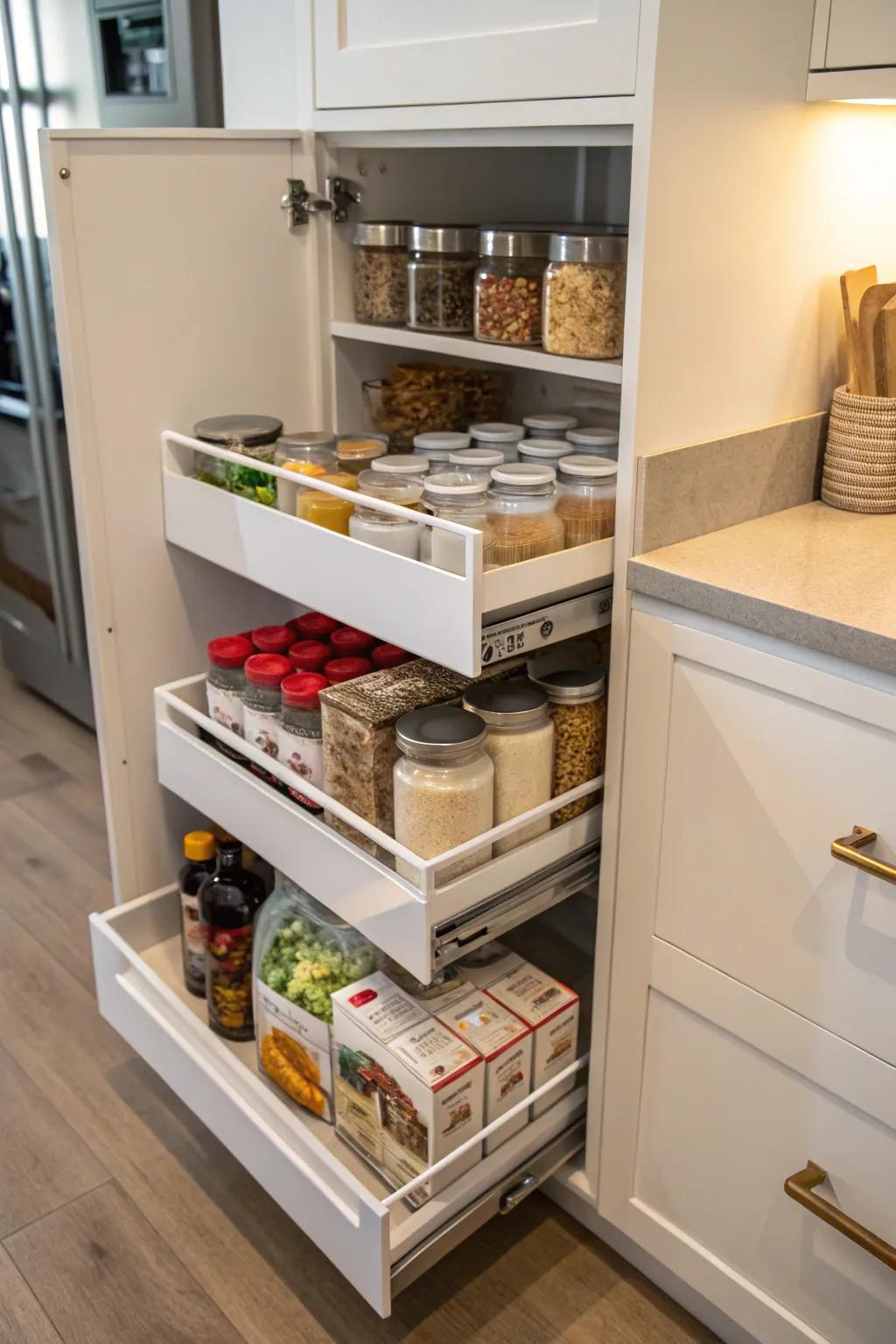 Hidden drawers add efficiency and discretion.