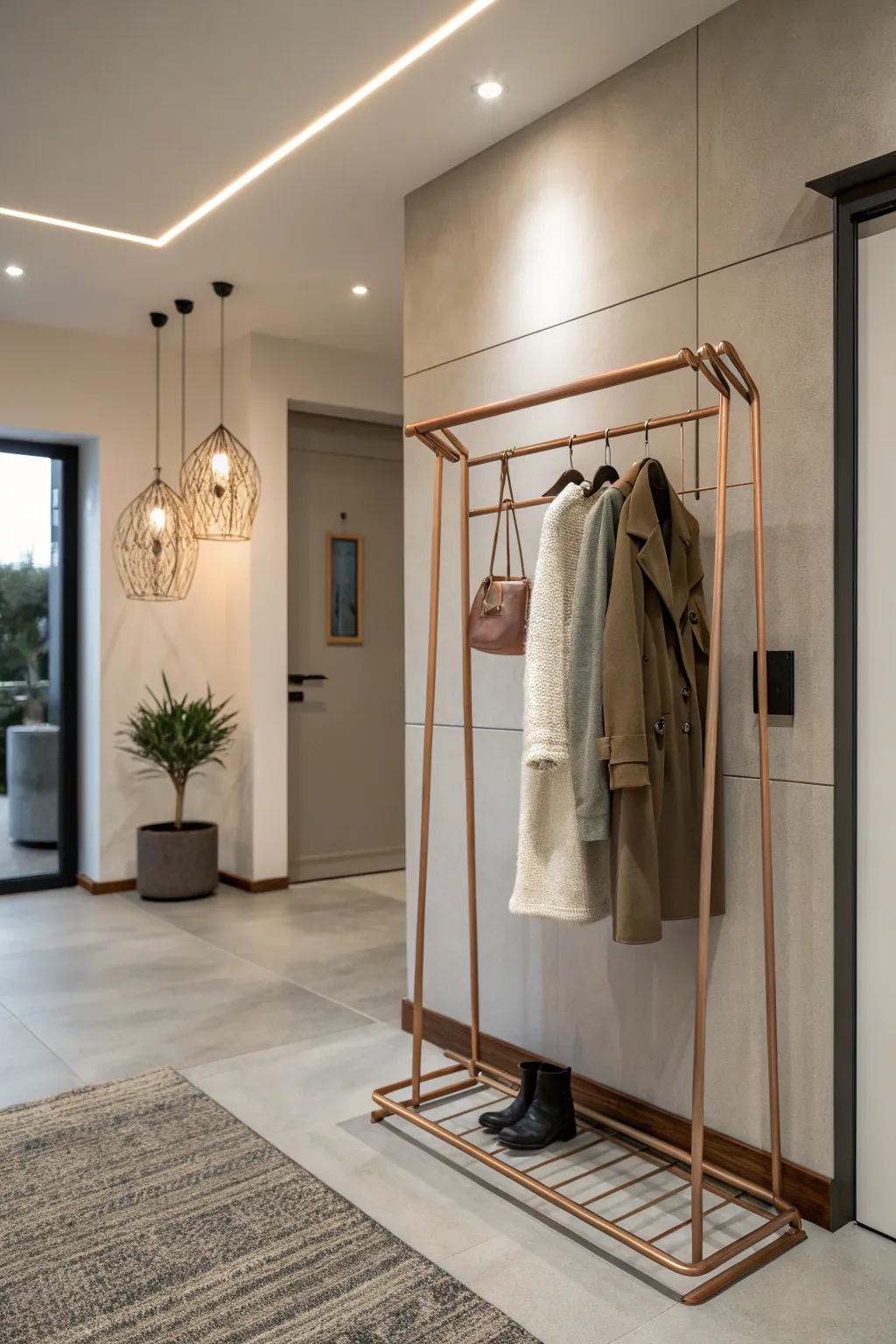 A DIY copper stand offering a streamlined and industrial vibe.