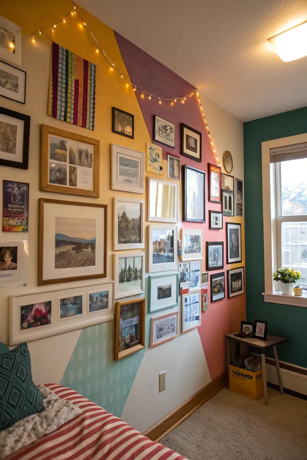 A picture wall brings personality and warmth to your dorm.