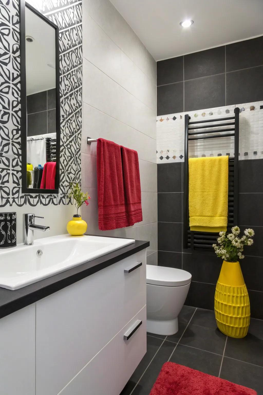 A monochrome base with playful surprises.