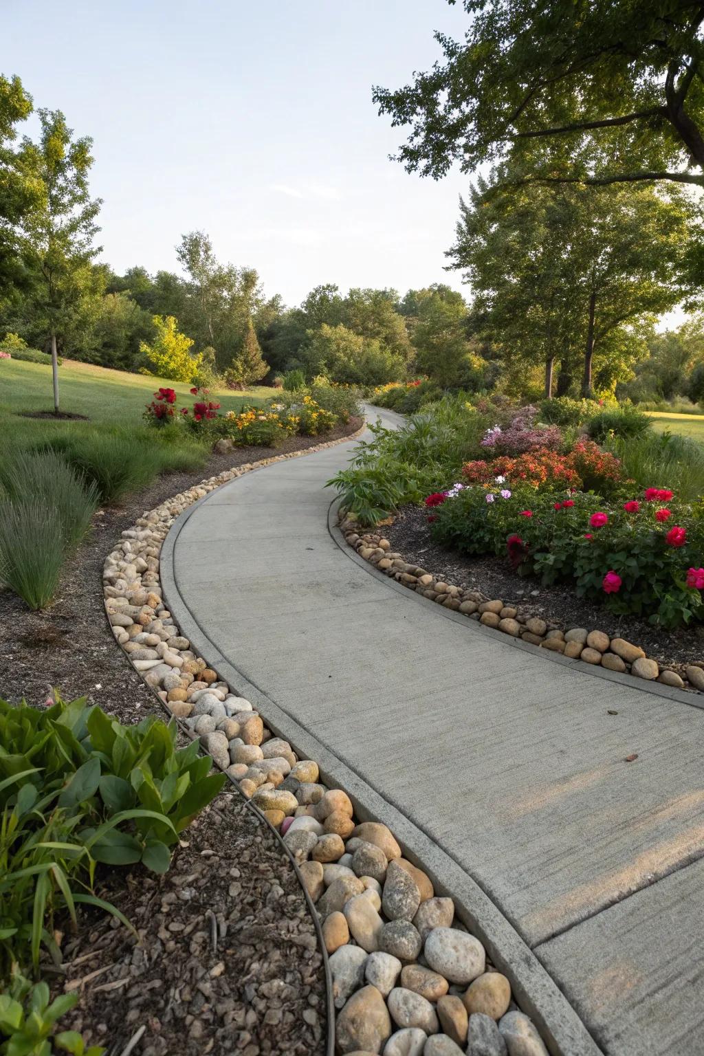 Enhance your walkway with pebble accents.