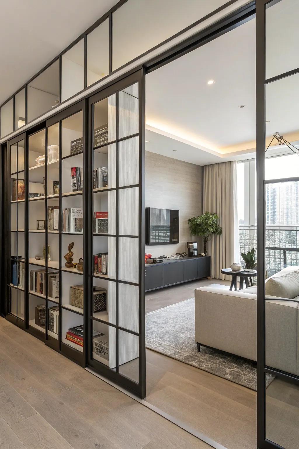 Elegant screens create separated yet open spaces.