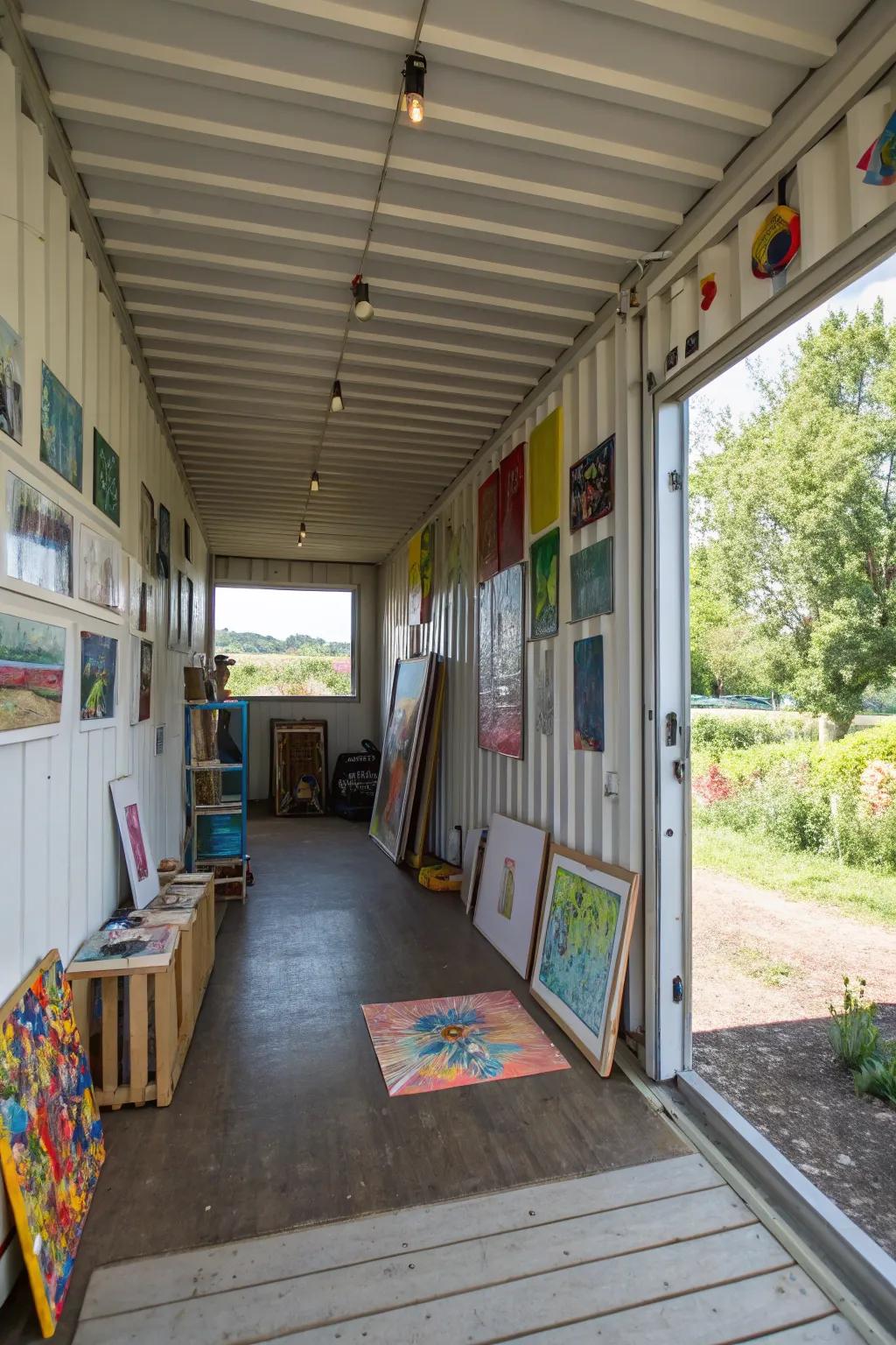 An art studio in a container is the perfect getaway for artistic pursuits.