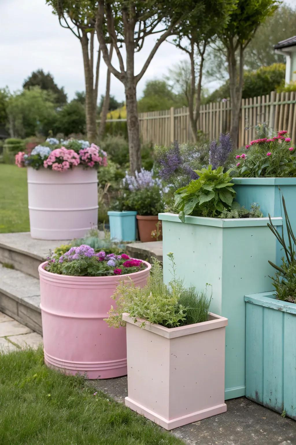 Color-matched container garden for visual balance.