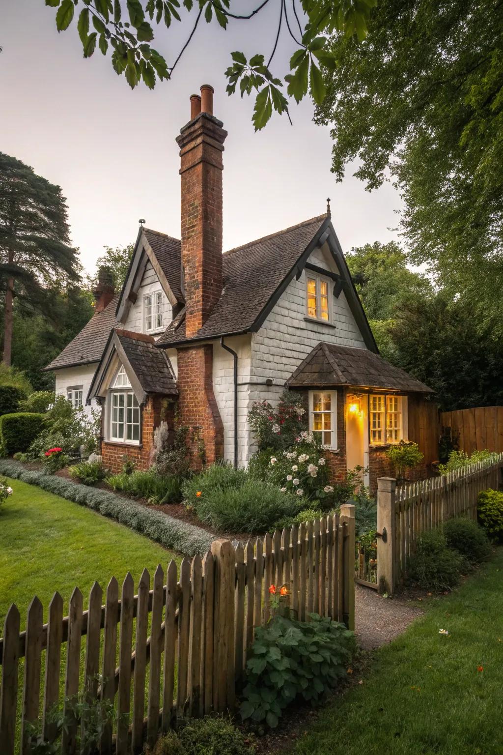 A smoke stack detail adds a timeless element to a cottage exterior.