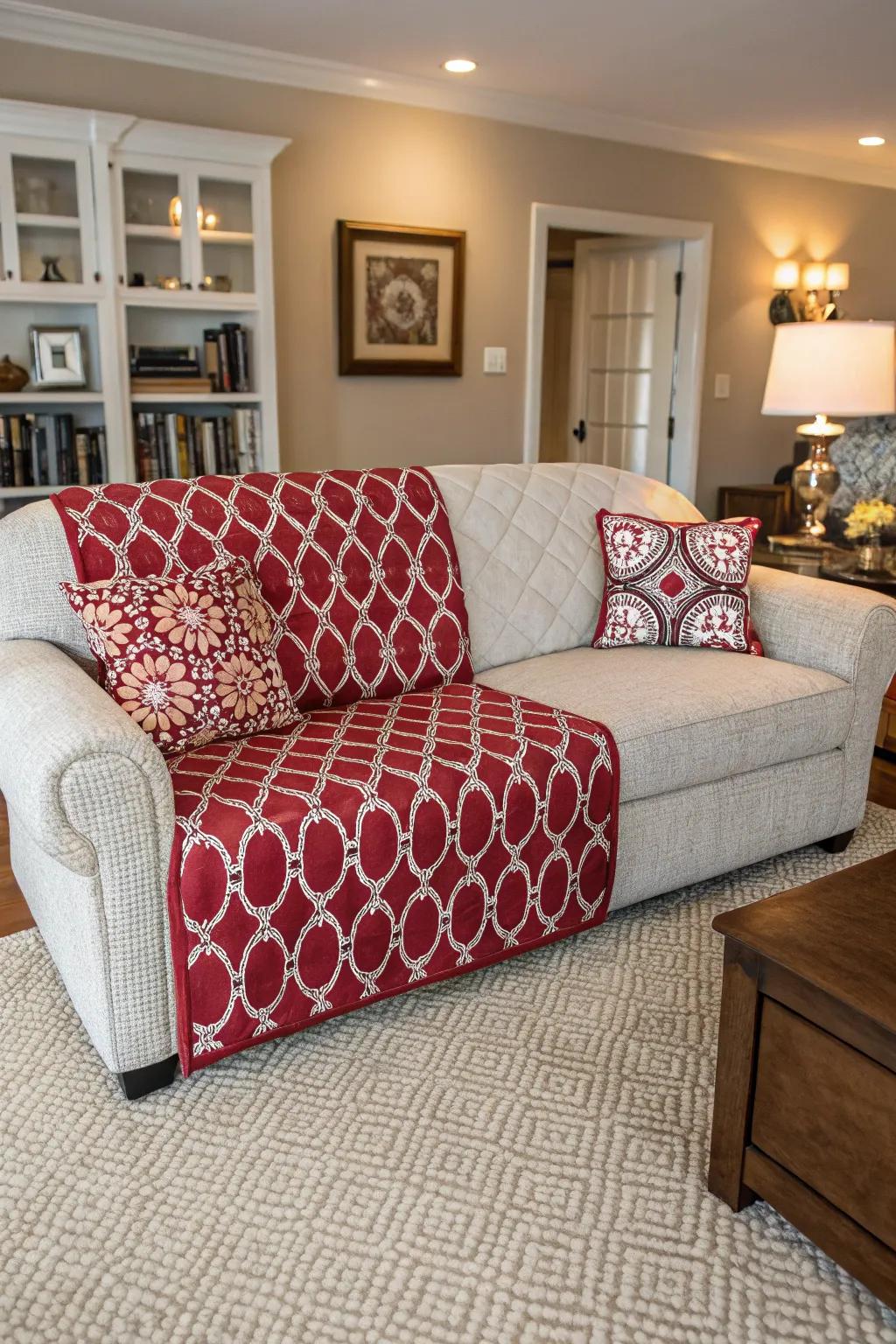Two-sided wraps offer versatile style options for your couch.
