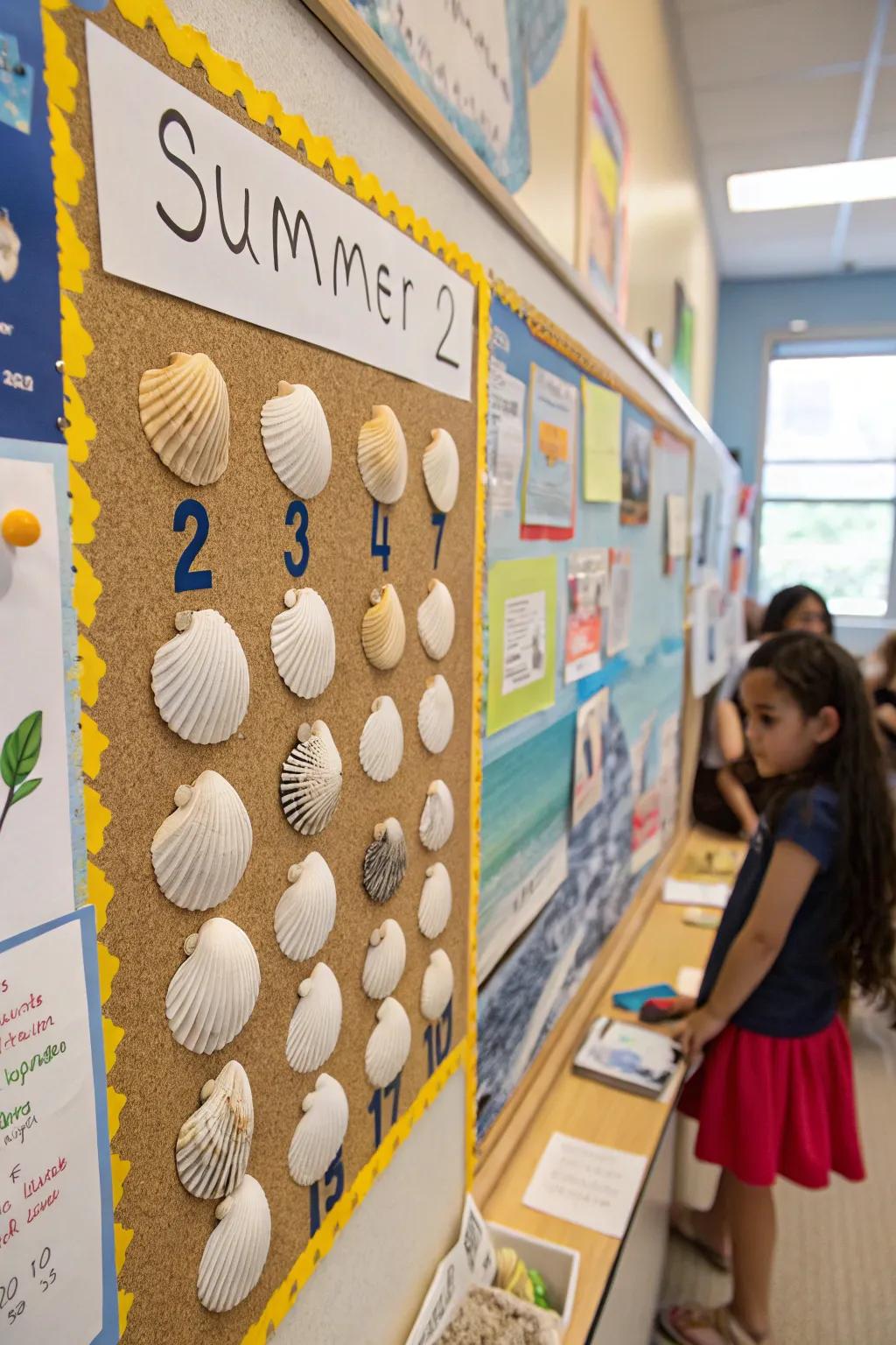 A seashell countdown bringing the beach to school.