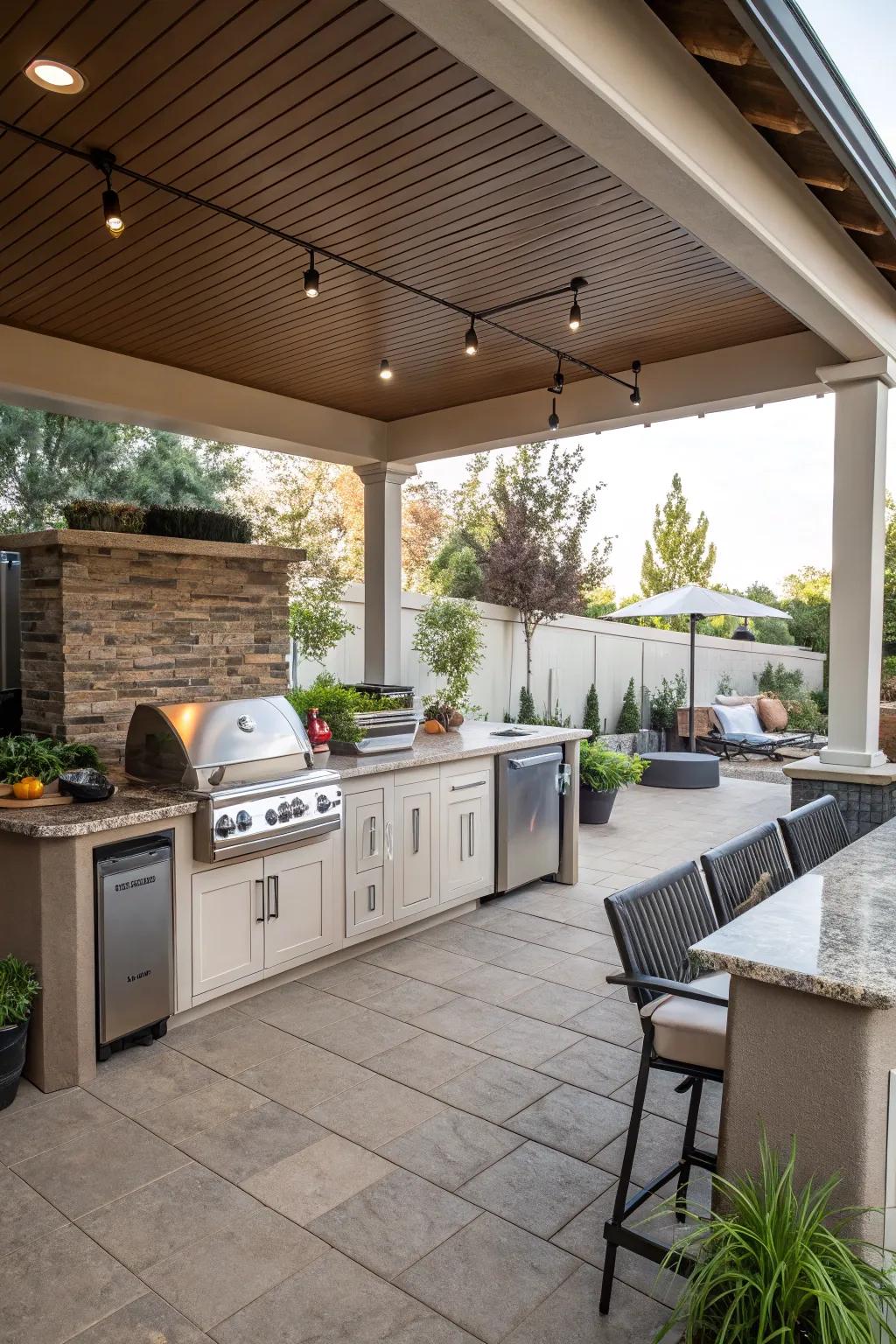 An open-air kitchen turns outdoor cooking into a joy.