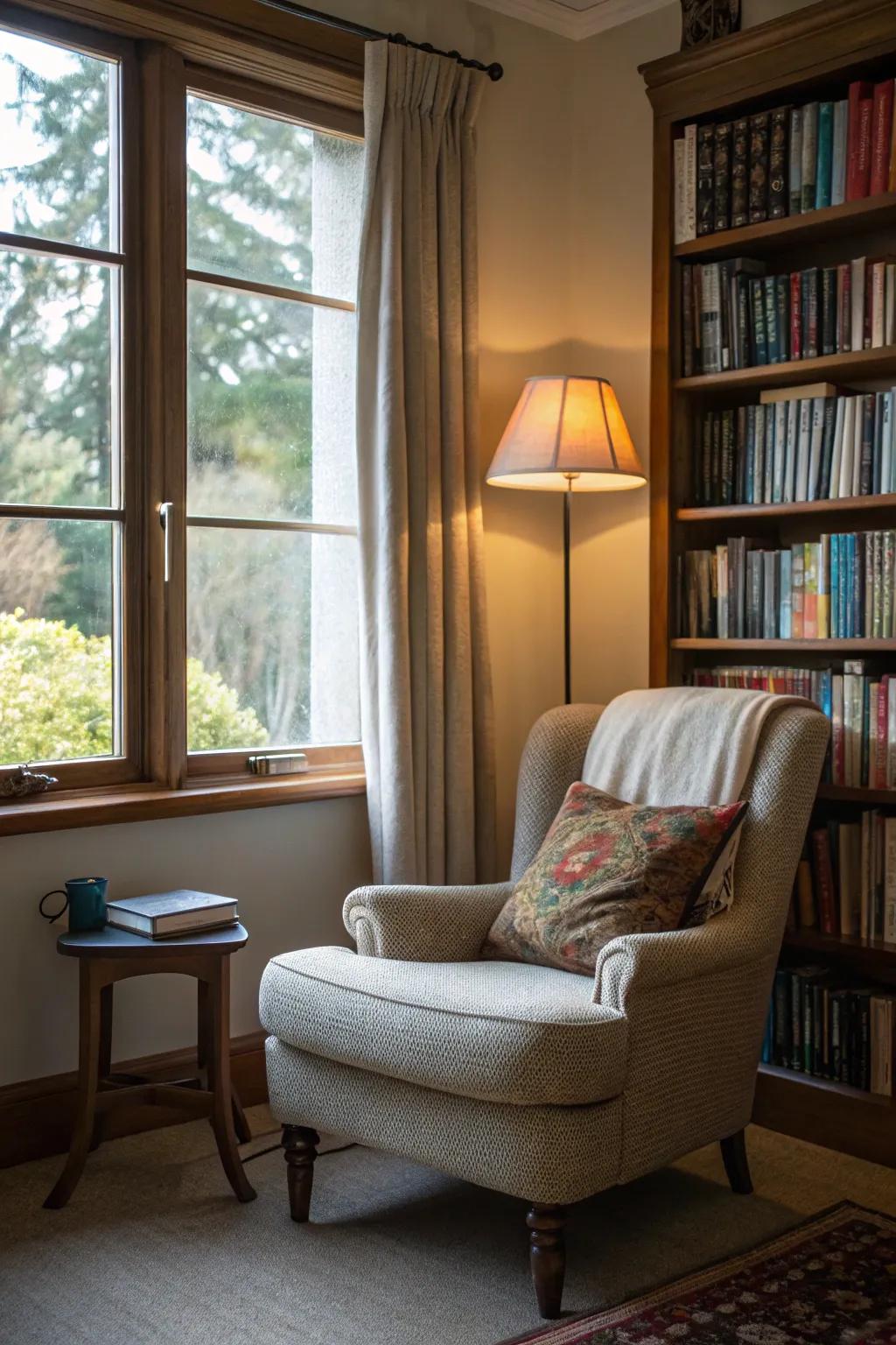 A reading nook is a charming addition to any cozy home.