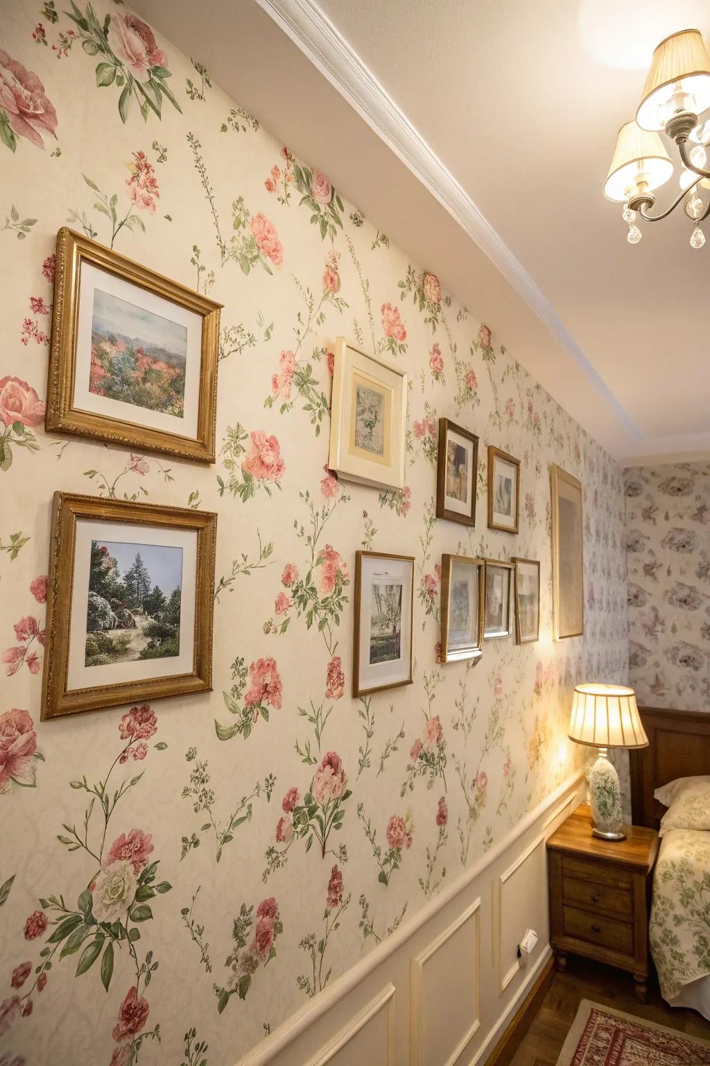 Floral backgrounds introduce elegance and charm to picture exhibits.