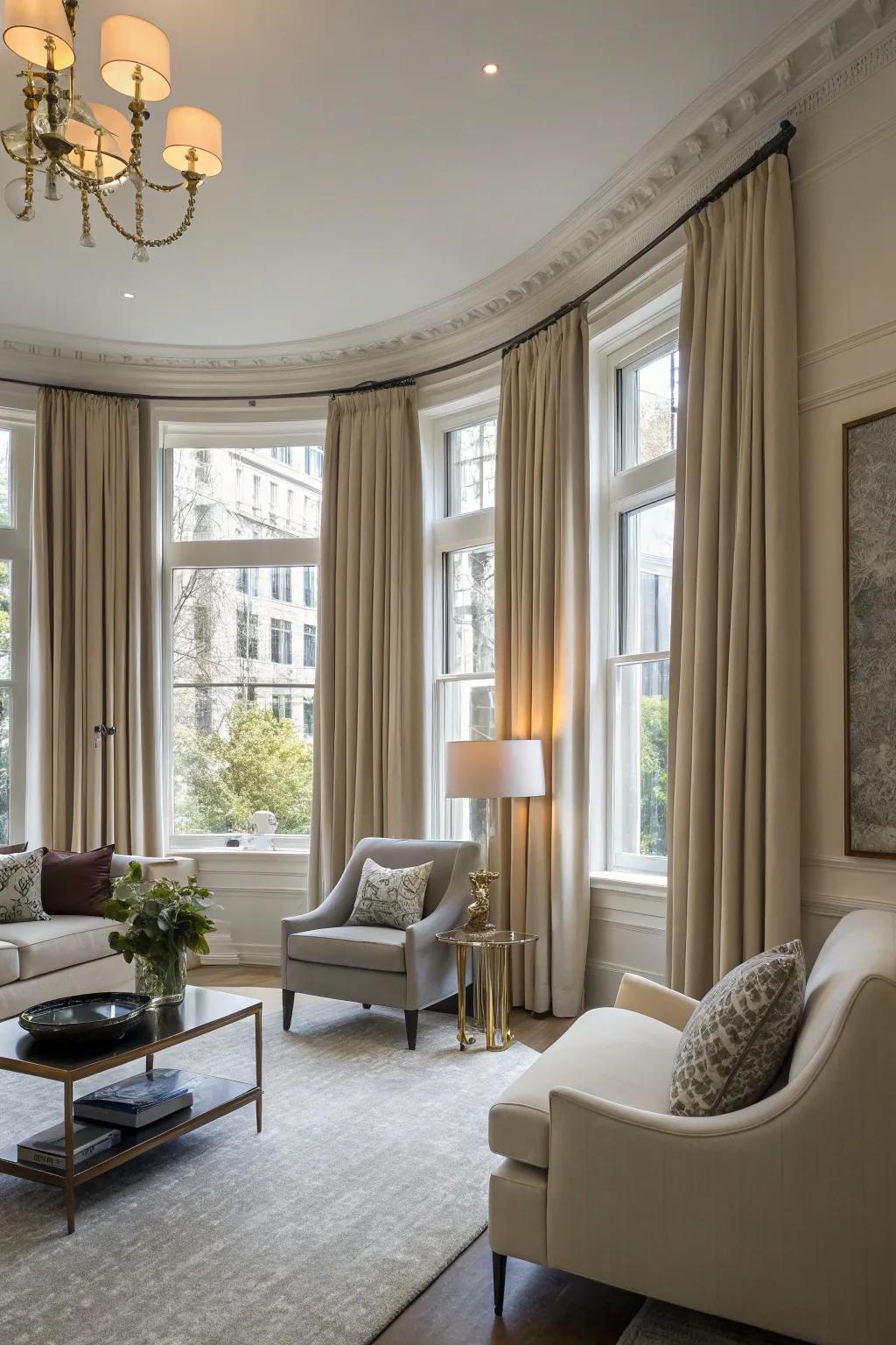 A continuous rod creates a streamlined and unified window application.