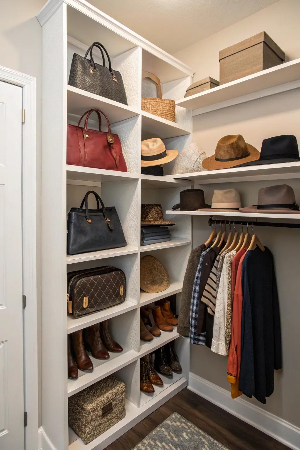 Utilize corner spaces with intelligent shelving systems.