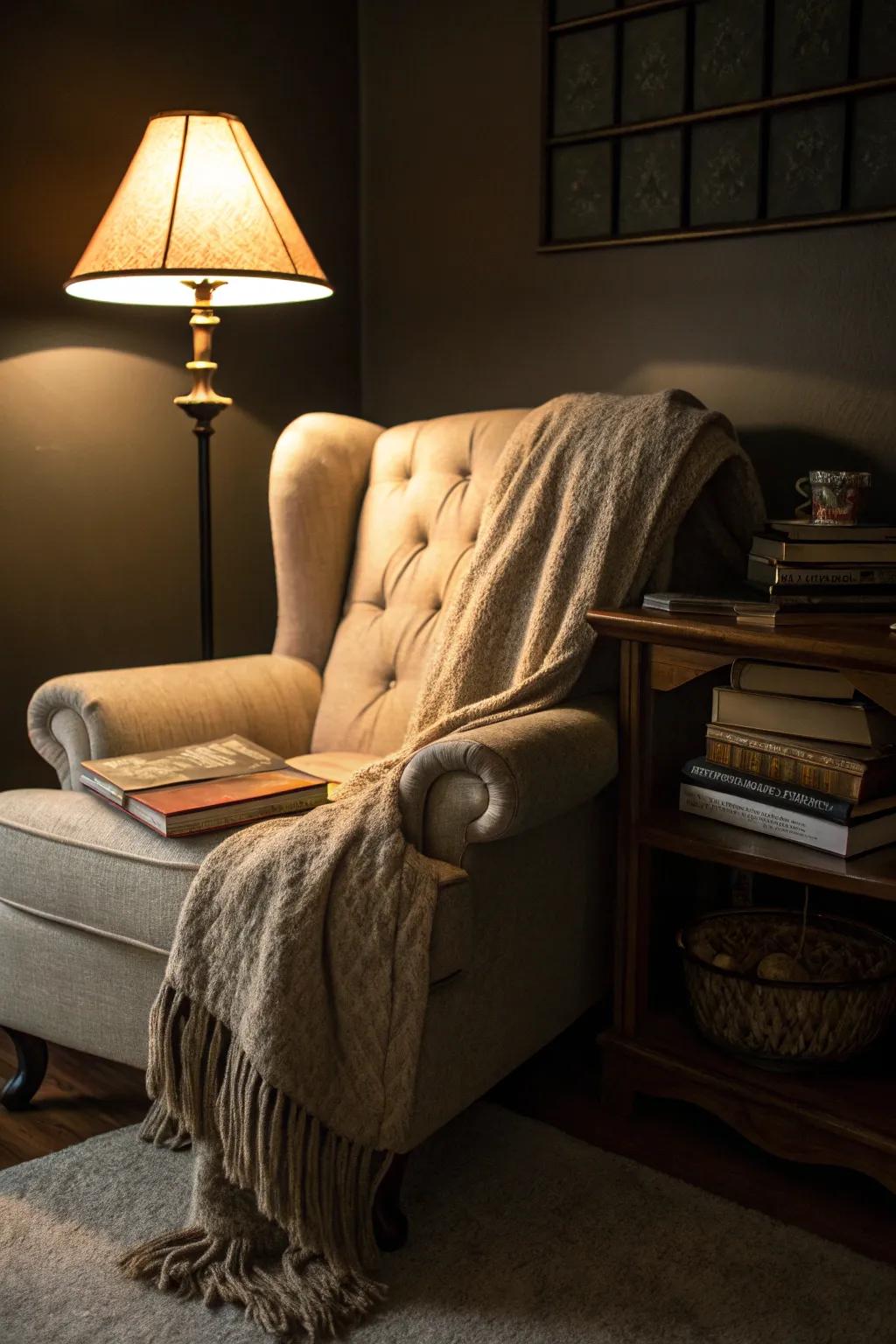 A reading space is perfect for unwinding and reflecting.