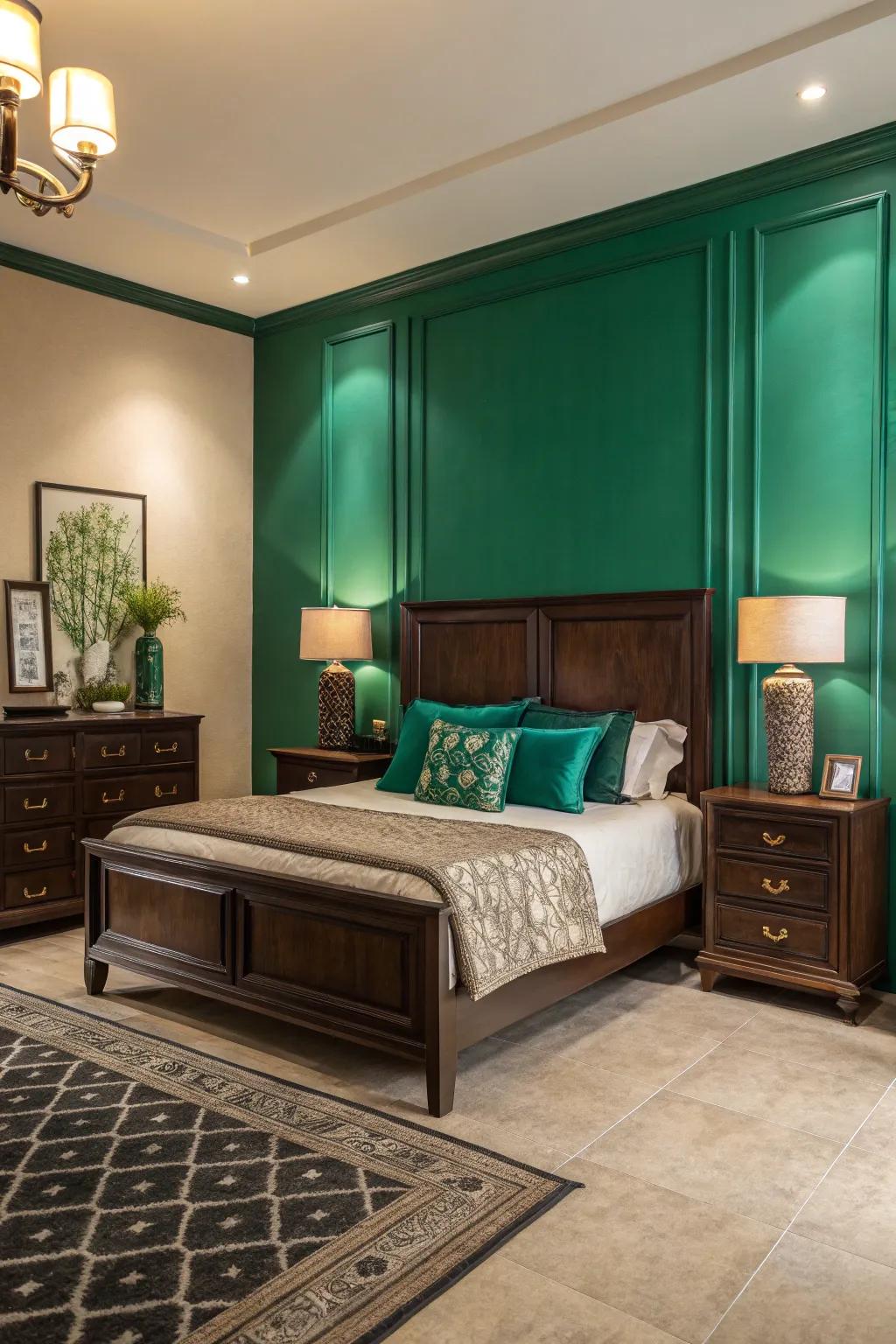 Statement walls add strength to dark brown settings.