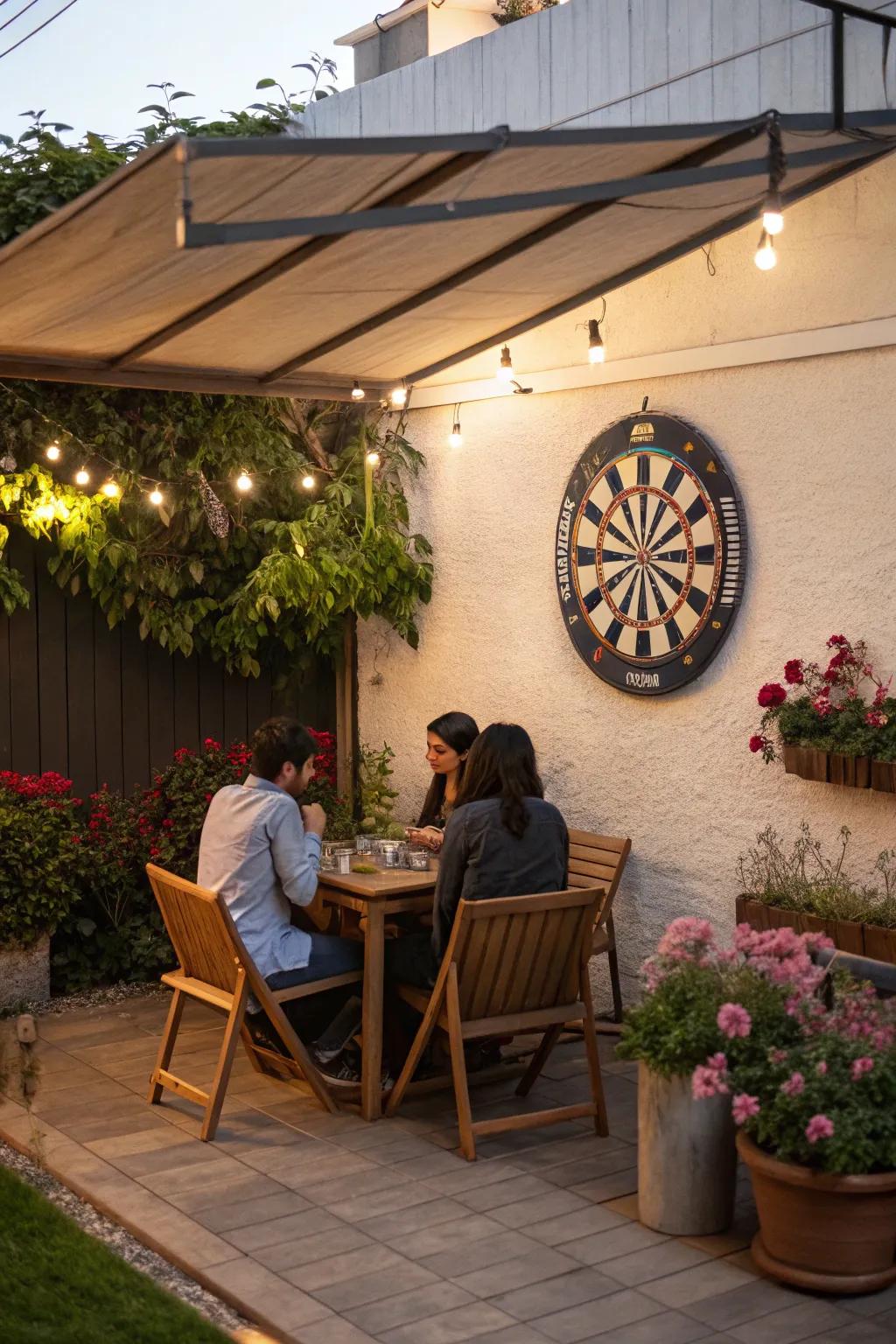 Delight in darts al fresco with a fashionable outdoor setup.
